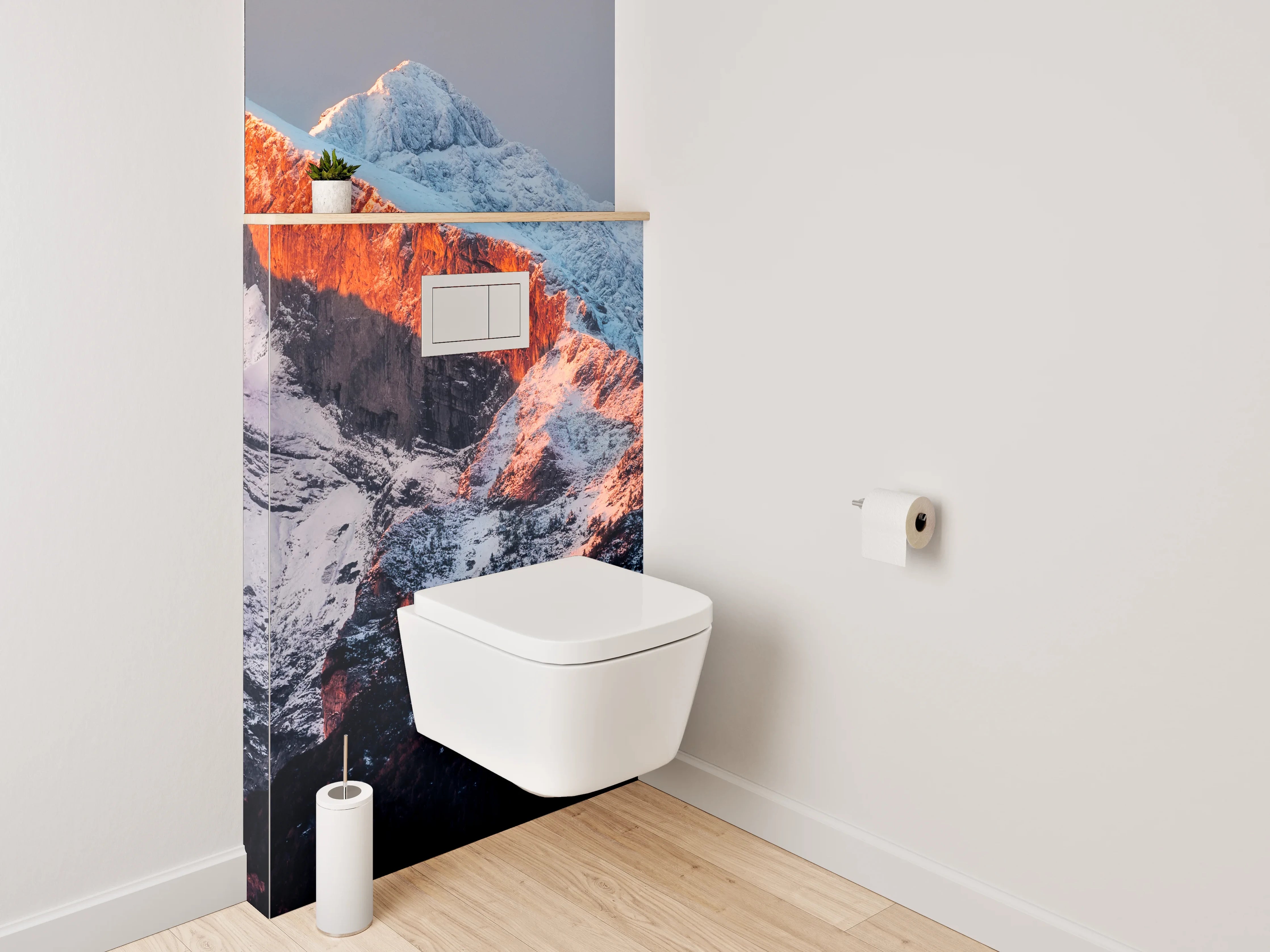 WC-Rückwand - Berggipfel im Sonnenaufgang