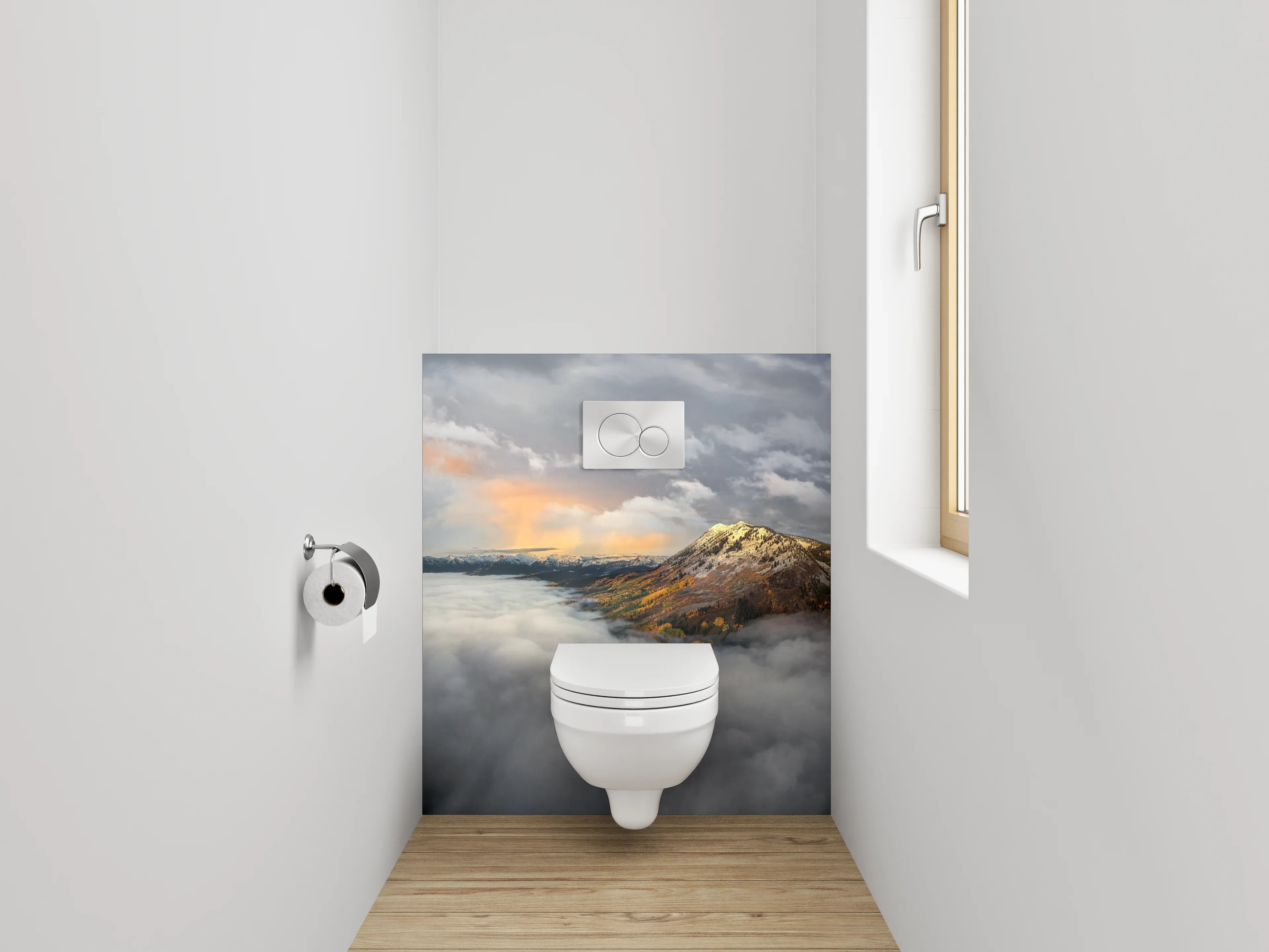 WC-Rückwand - Berglandschaft im Wolkenmeer Sonnenuntergang