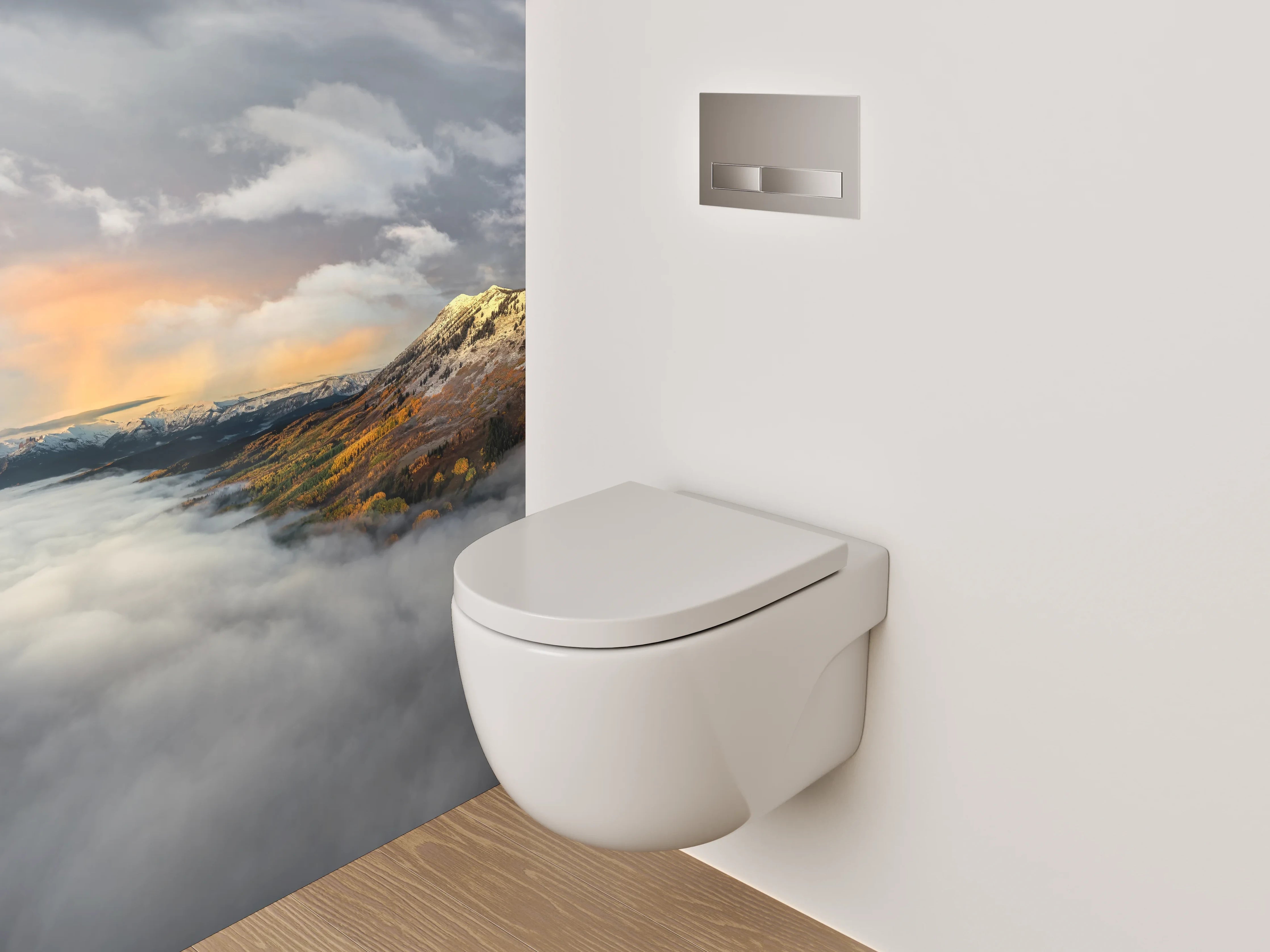 WC-Rückwand - Berglandschaft im Wolkenmeer Sonnenuntergang