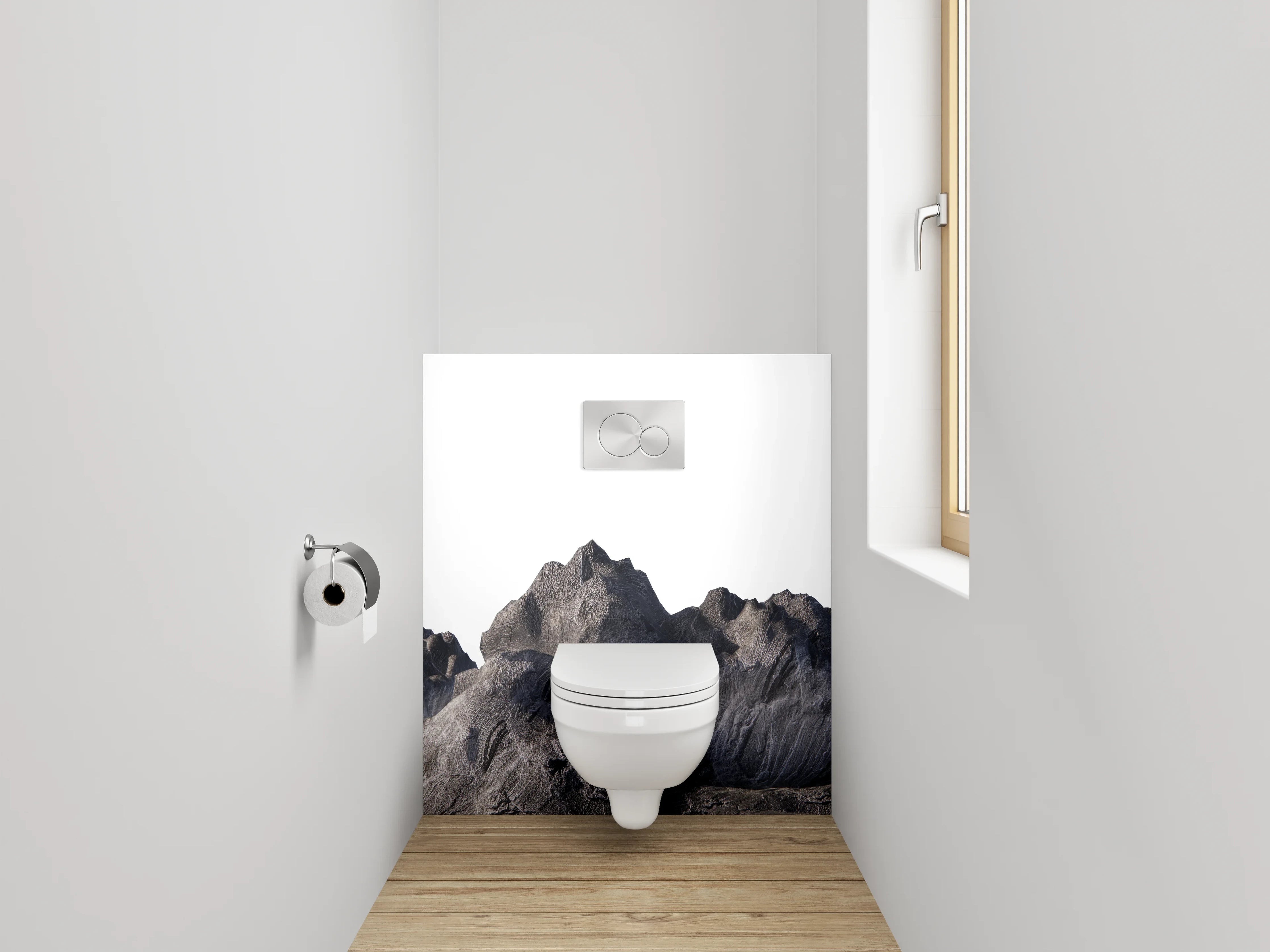 WC-Rückwand - Berglandschaft in Steinoptik