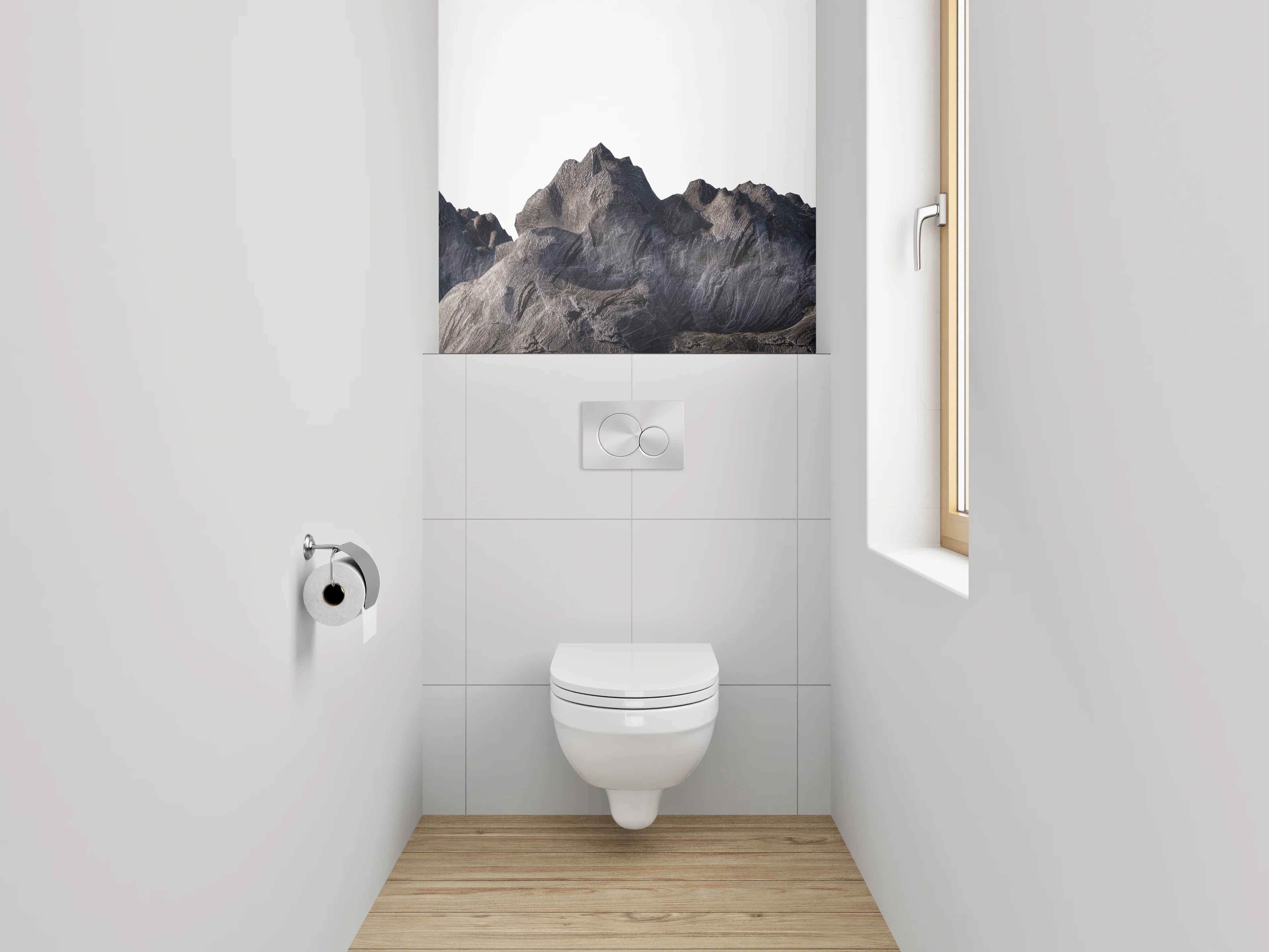 WC-Rückwand - Berglandschaft in Steinoptik