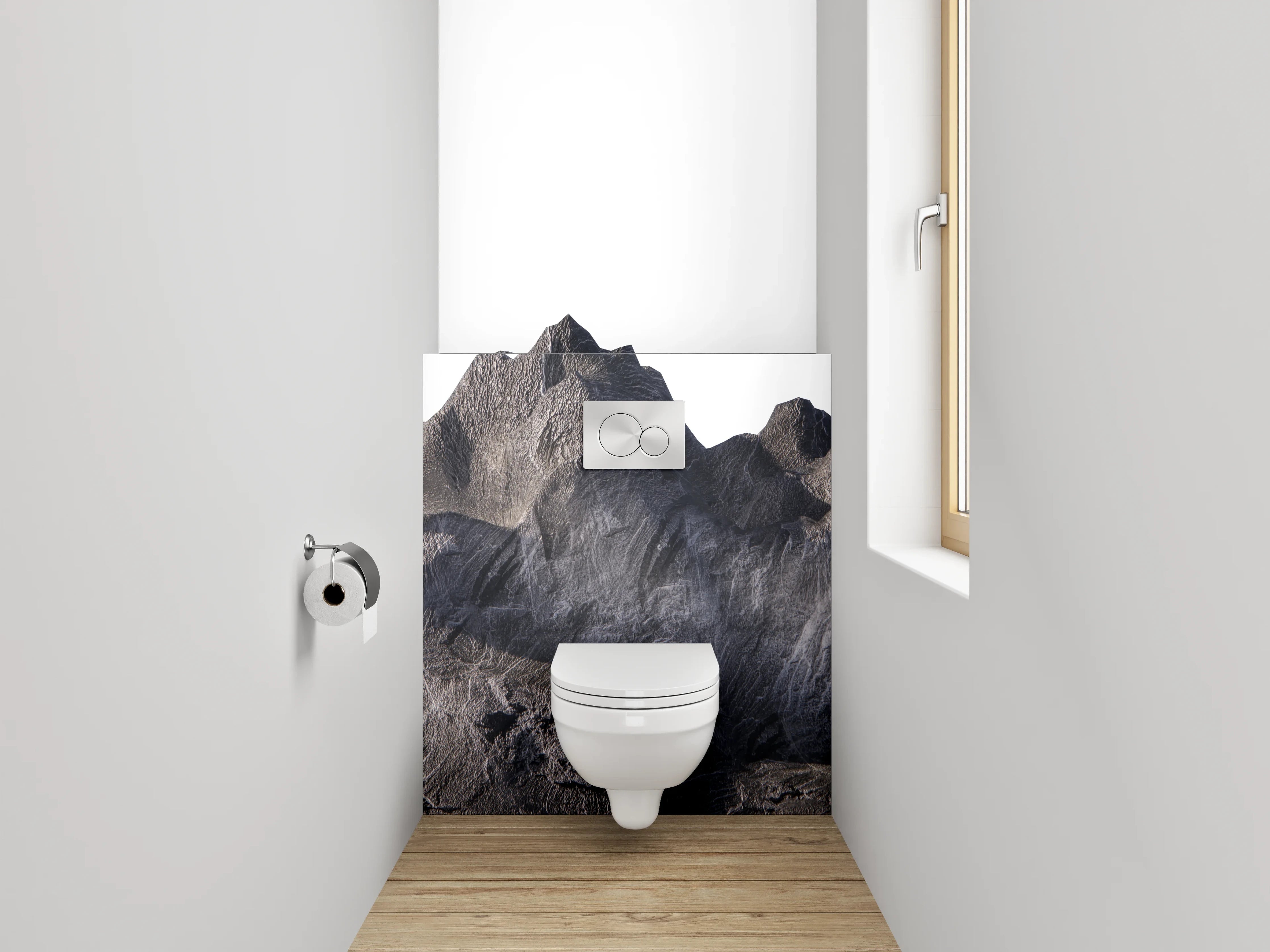 WC-Rückwand - Berglandschaft in Steinoptik