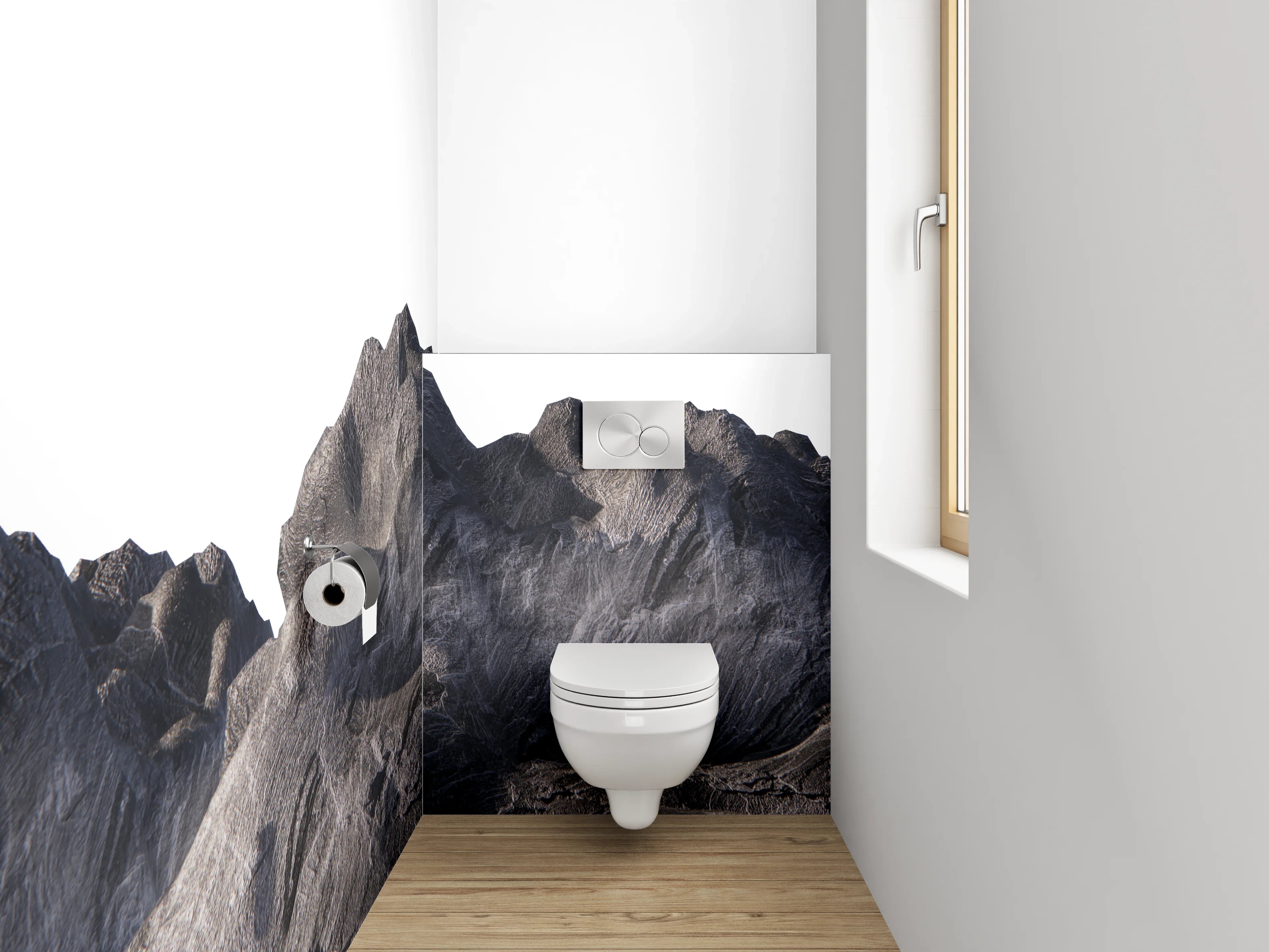 WC-Rückwand - Berglandschaft in Steinoptik