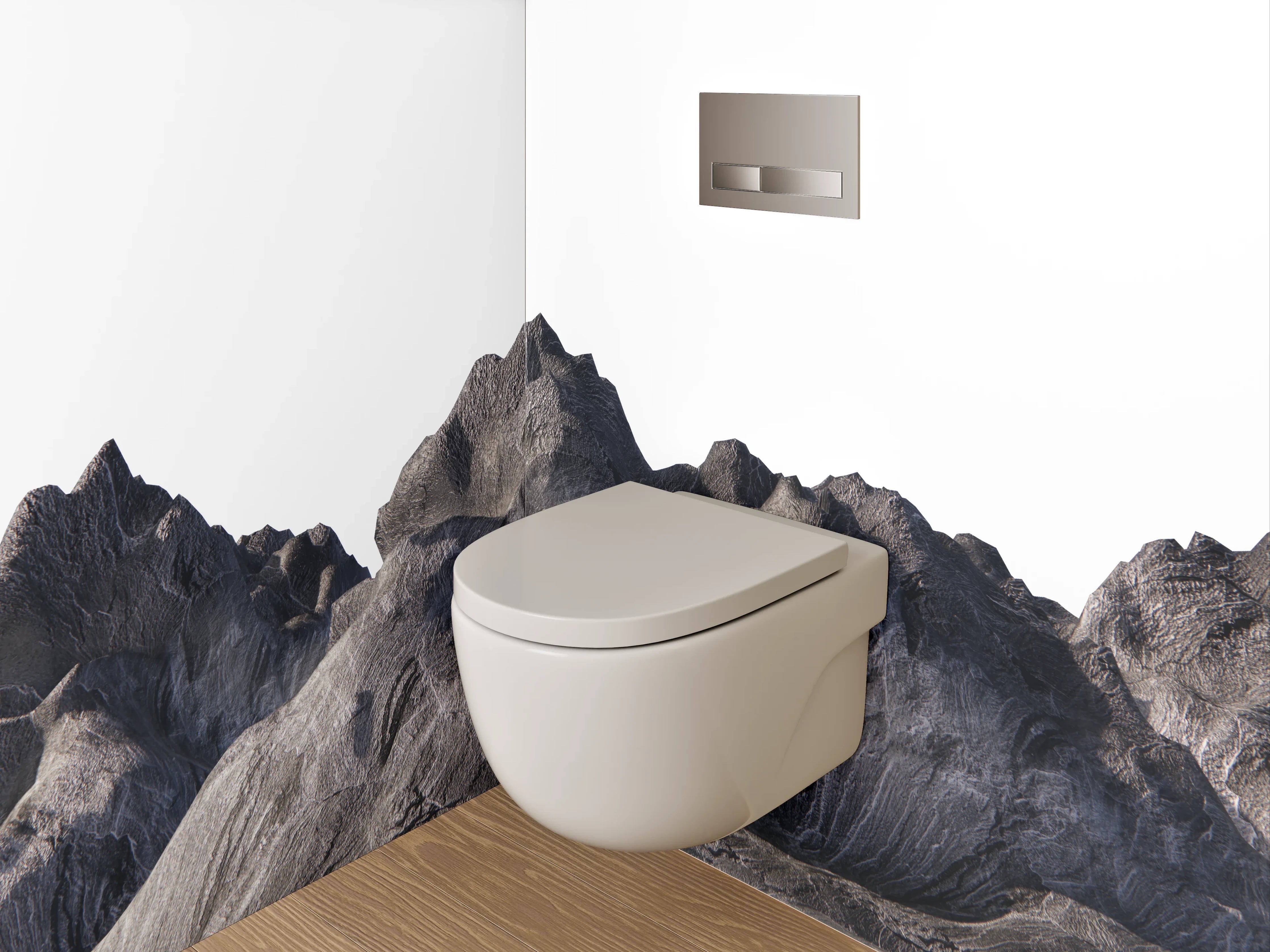 WC-Rückwand - Berglandschaft in Steinoptik