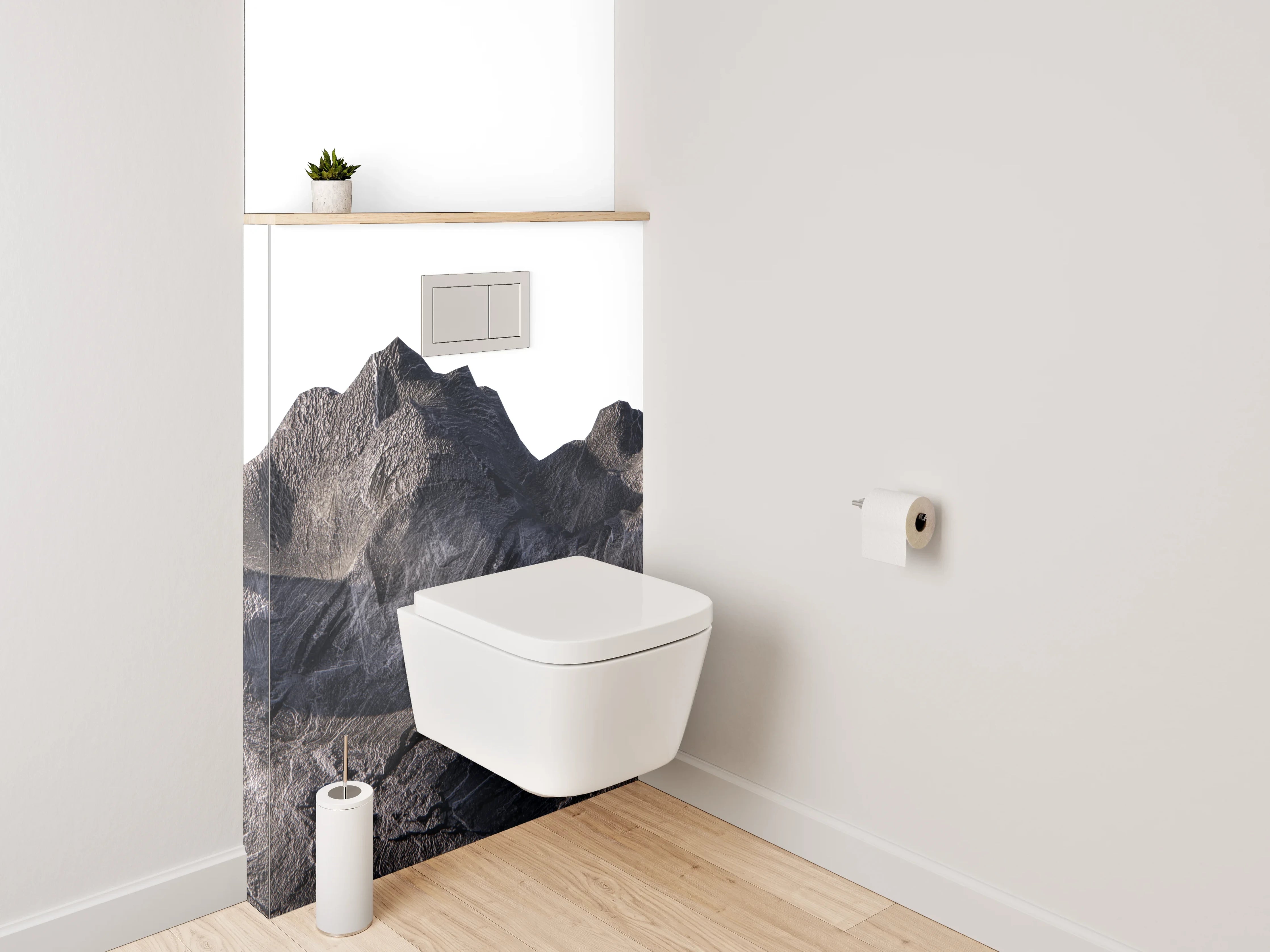 WC-Rückwand - Berglandschaft in Steinoptik