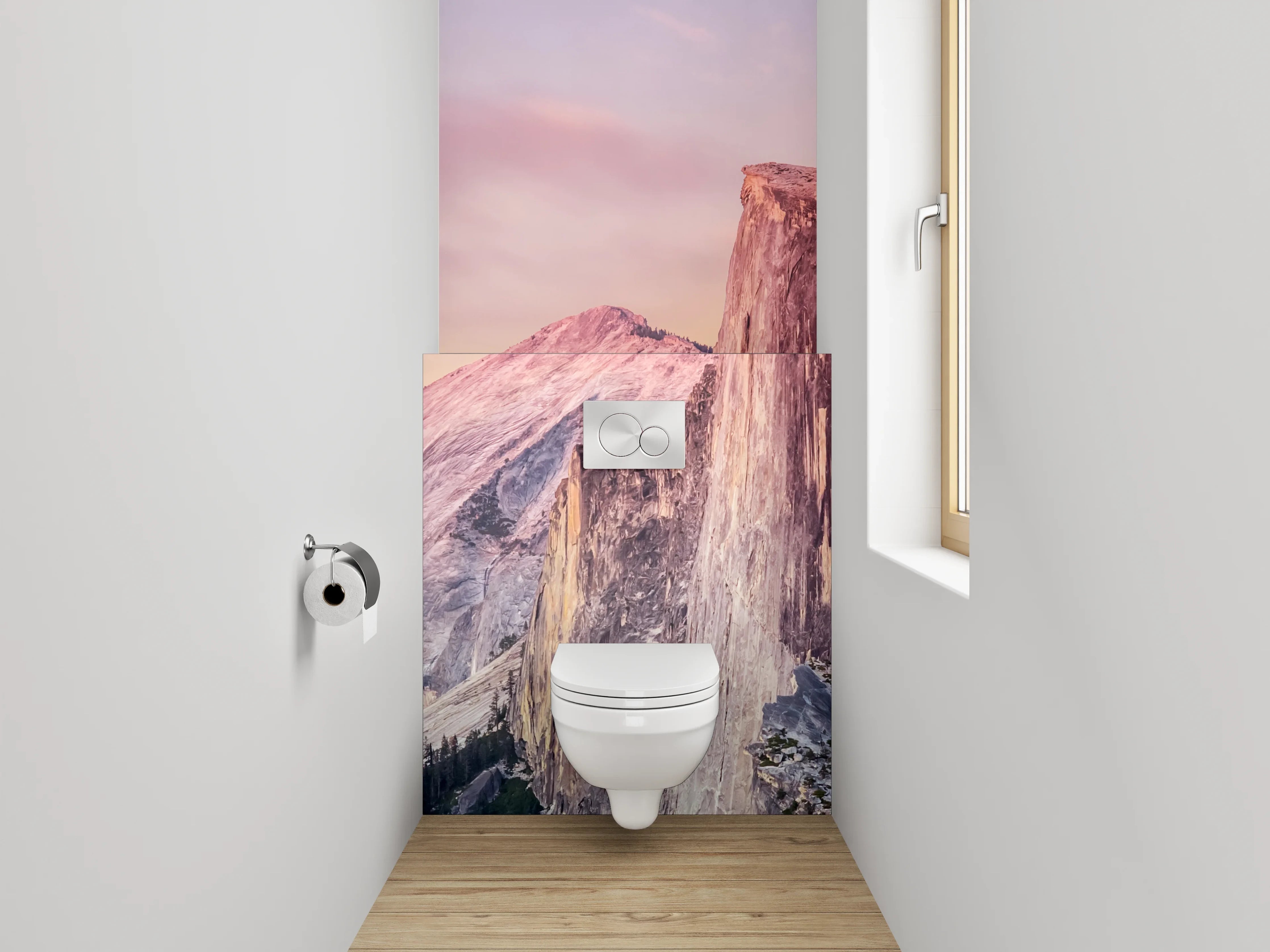 WC-Rückwand - Bergpanorama mit Sonnenuntergang