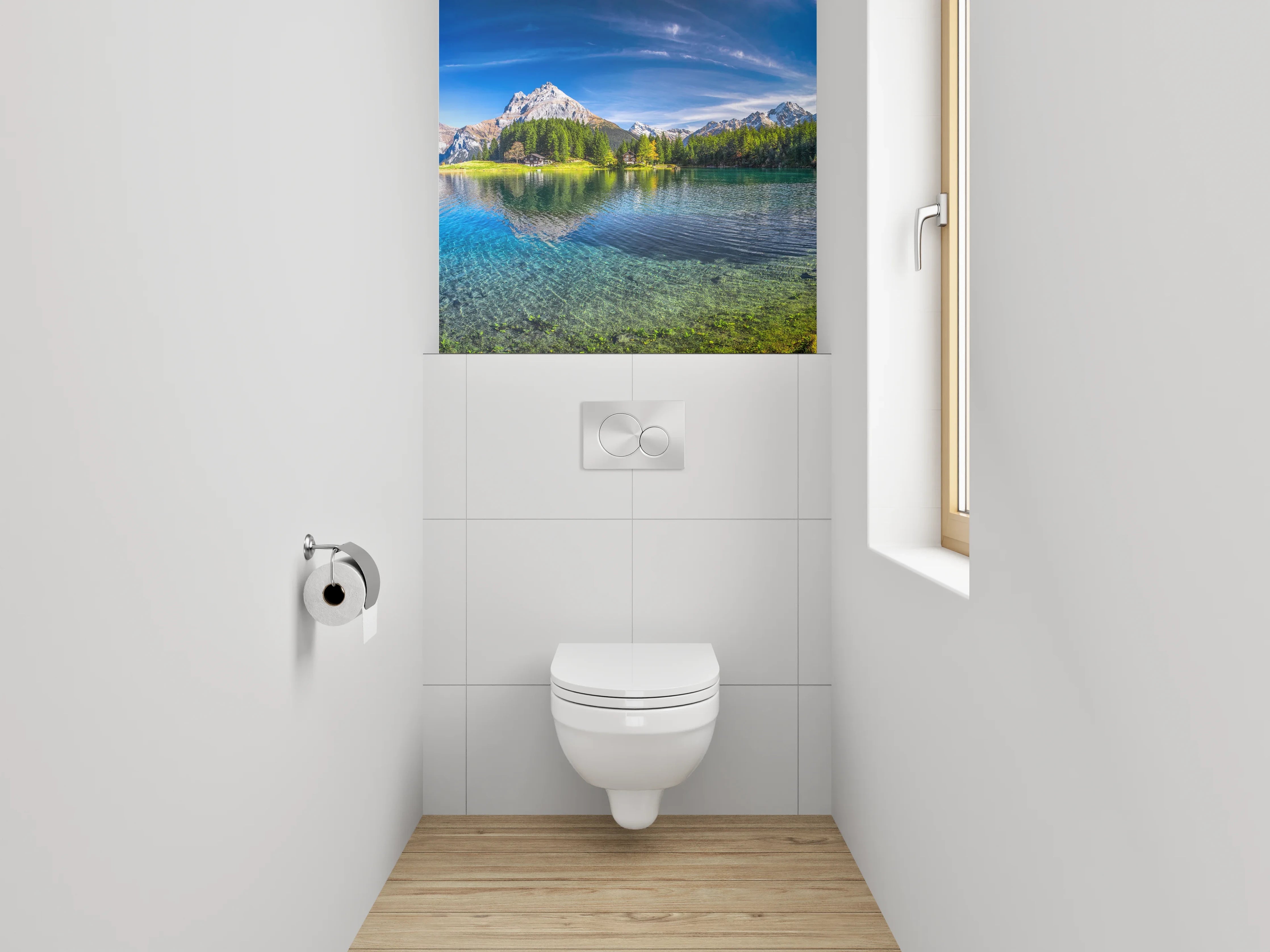 WC-Rückwand - Bergsee Panorama Alpen Landschaft