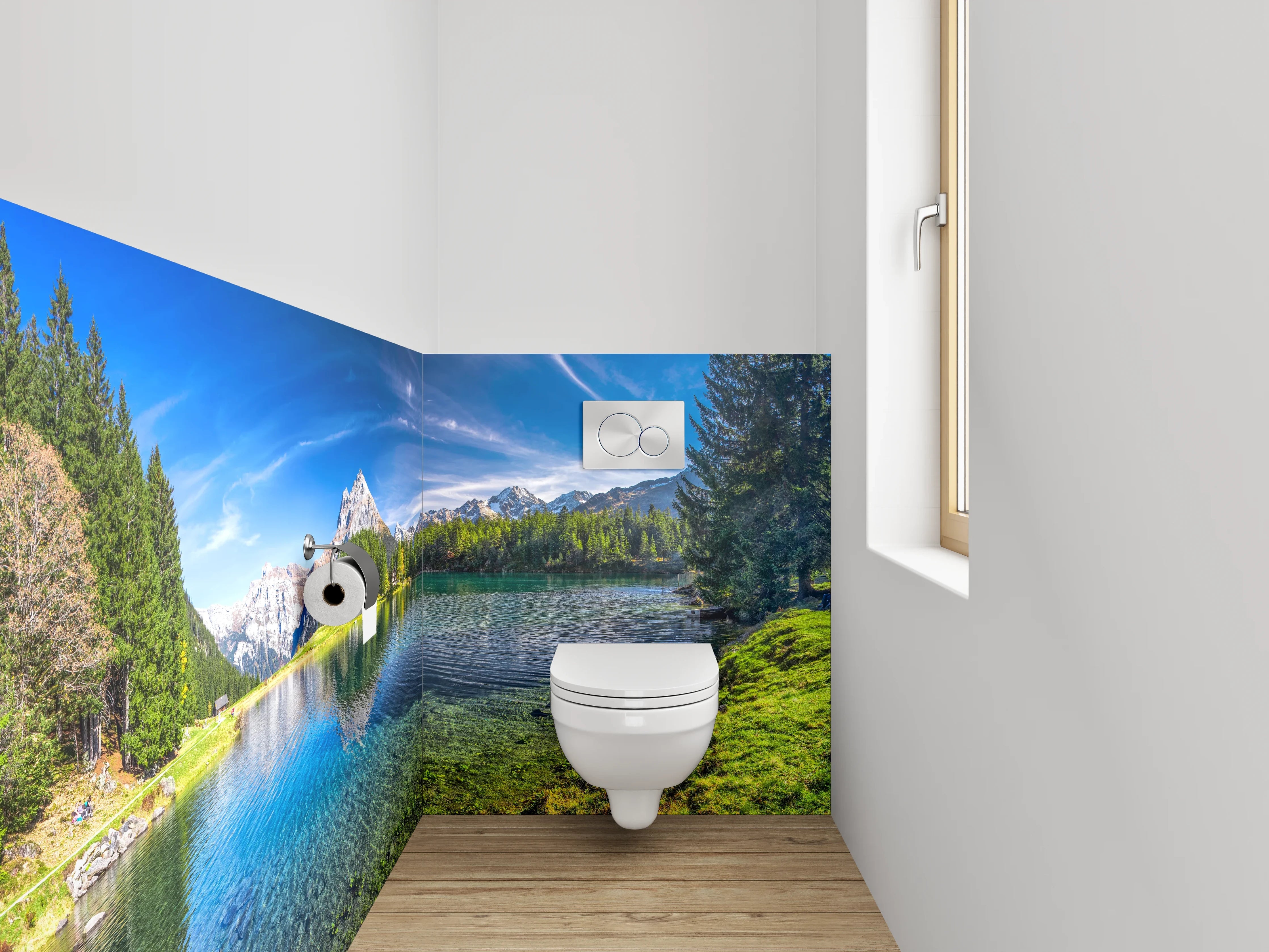 WC-Rückwand - Bergsee Panorama Alpen Landschaft