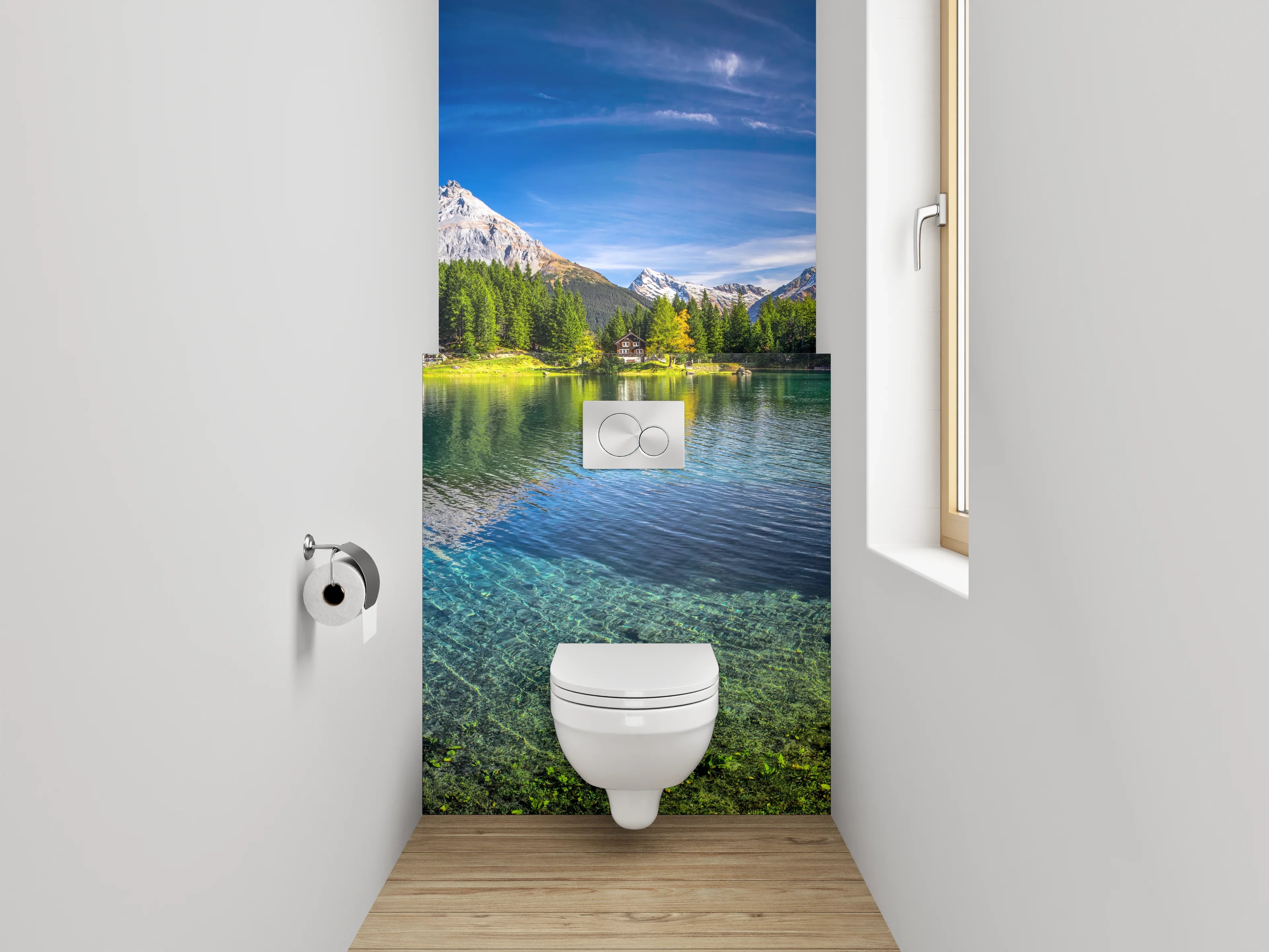 WC-Rückwand - Bergsee Panorama Alpen Landschaft