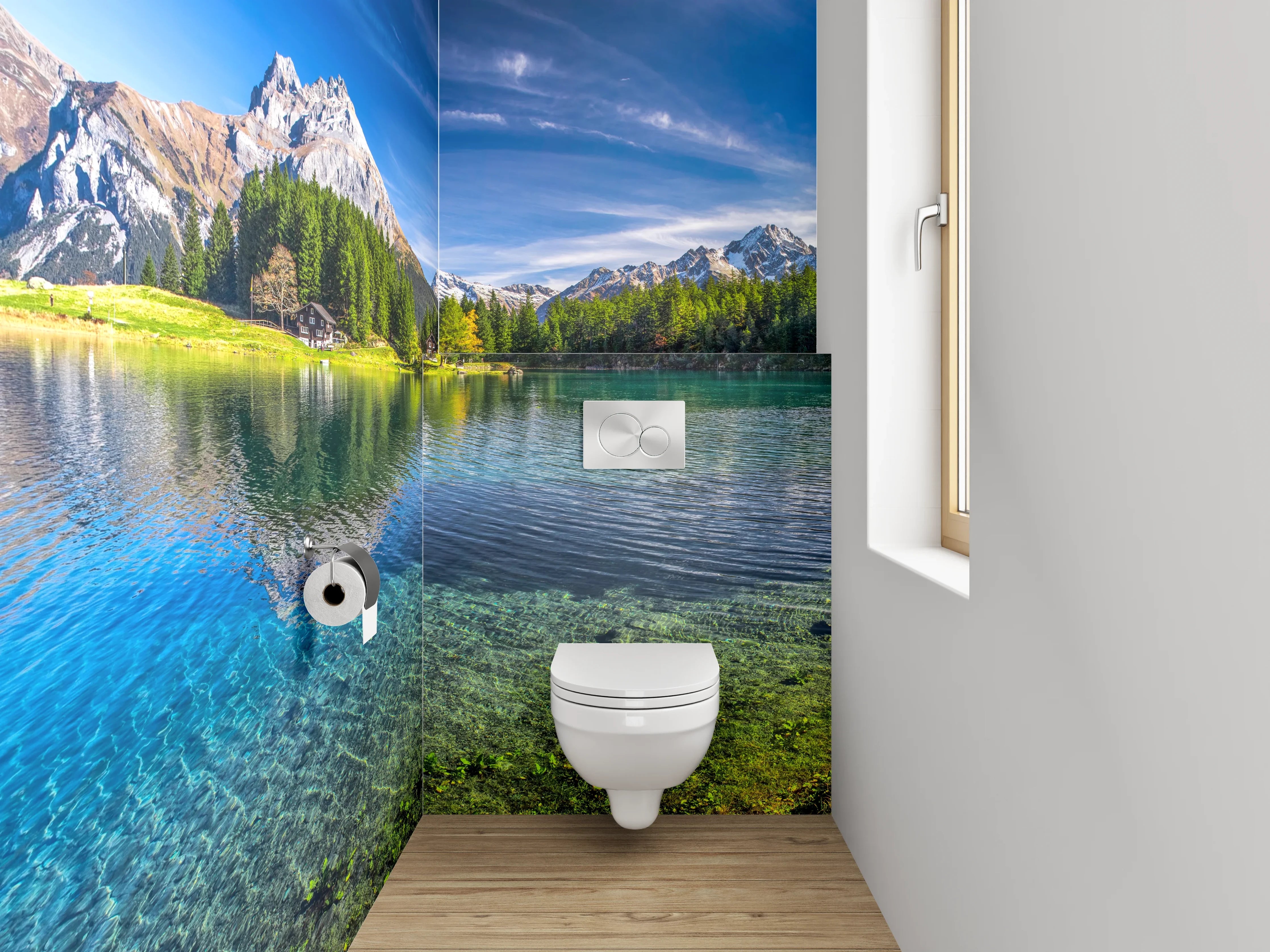 WC-Rückwand - Bergsee Panorama Alpen Landschaft