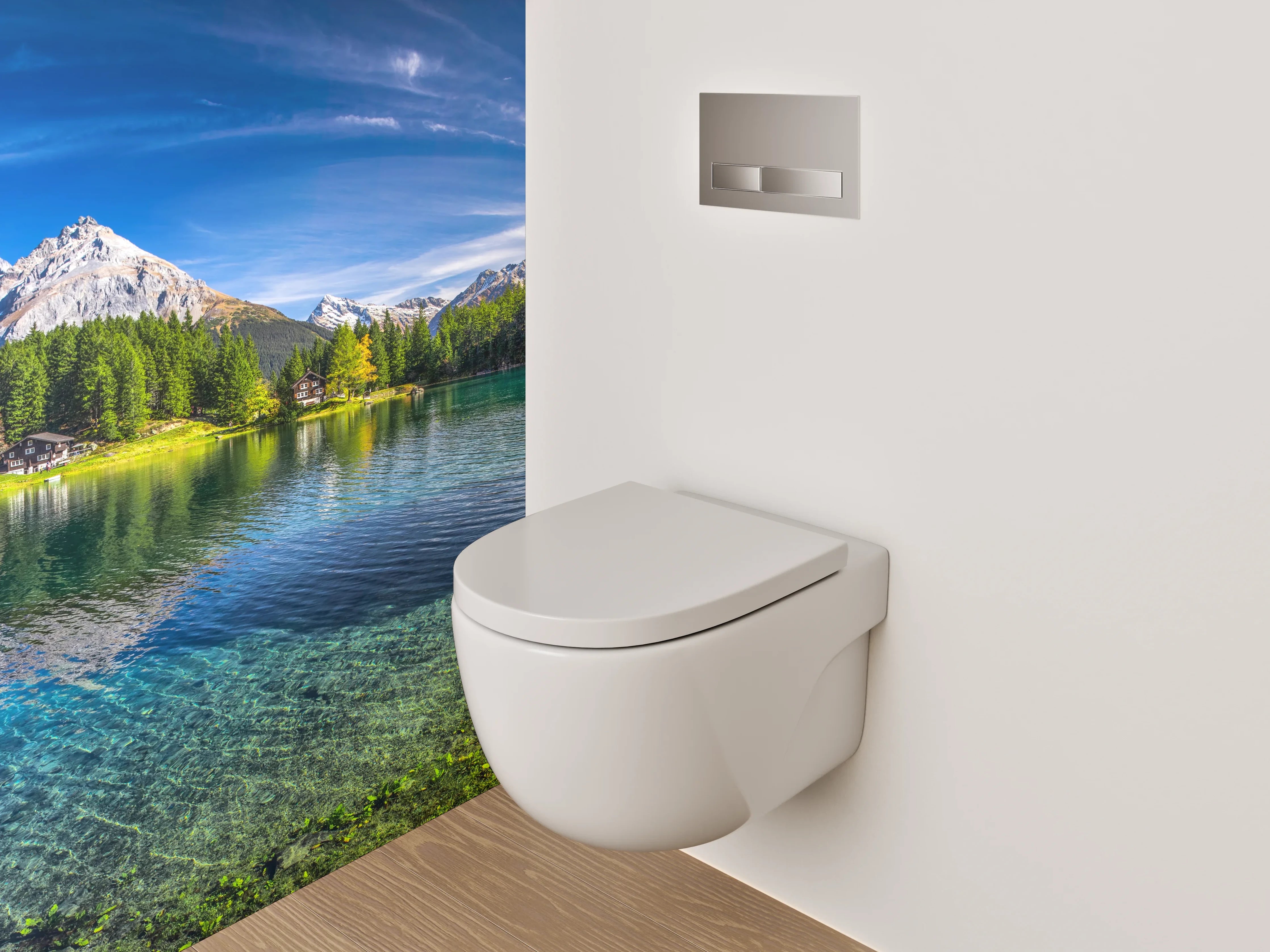 WC-Rückwand - Bergsee Panorama Alpen Landschaft