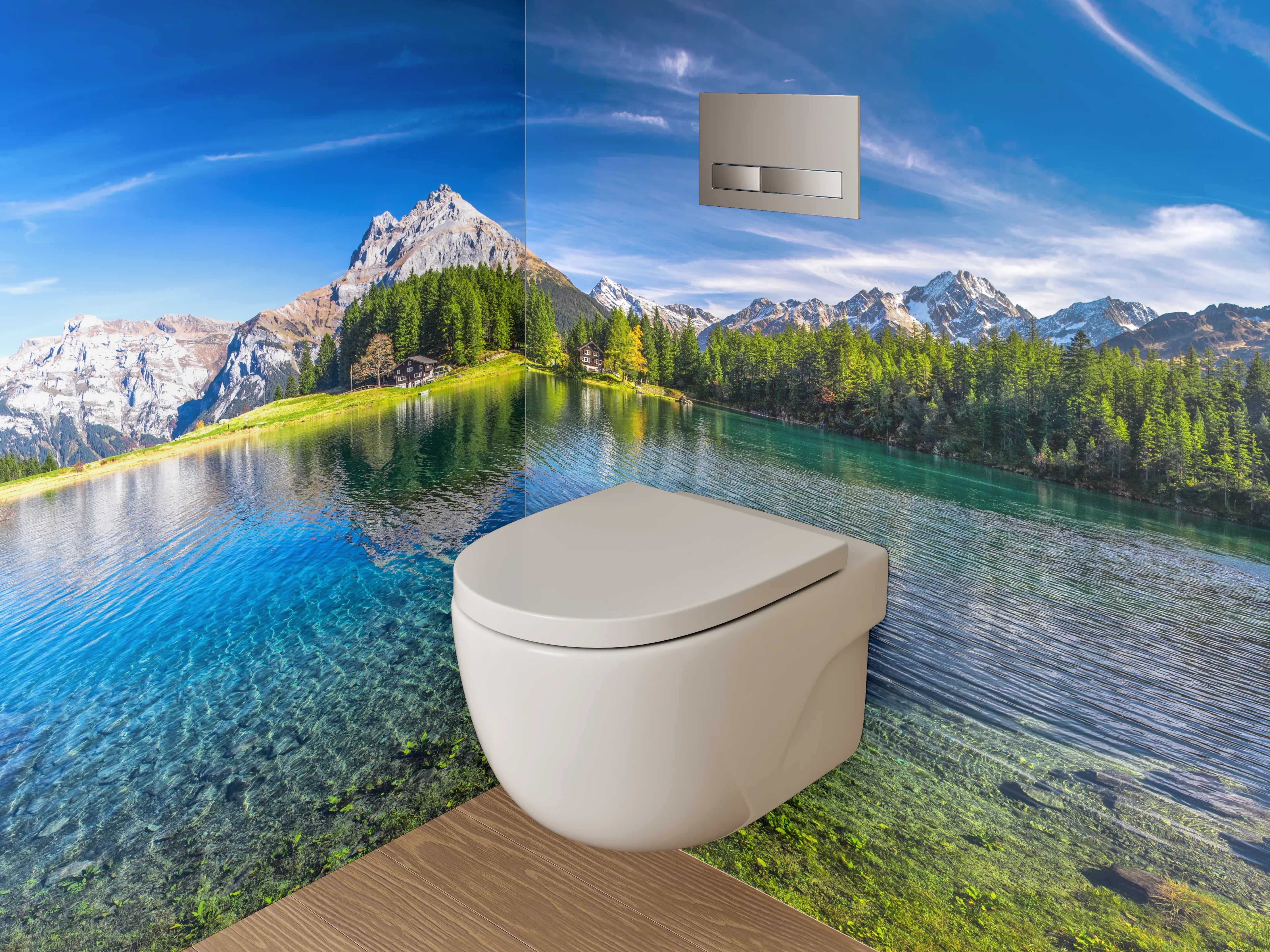 WC-Rückwand - Bergsee Panorama Alpen Landschaft