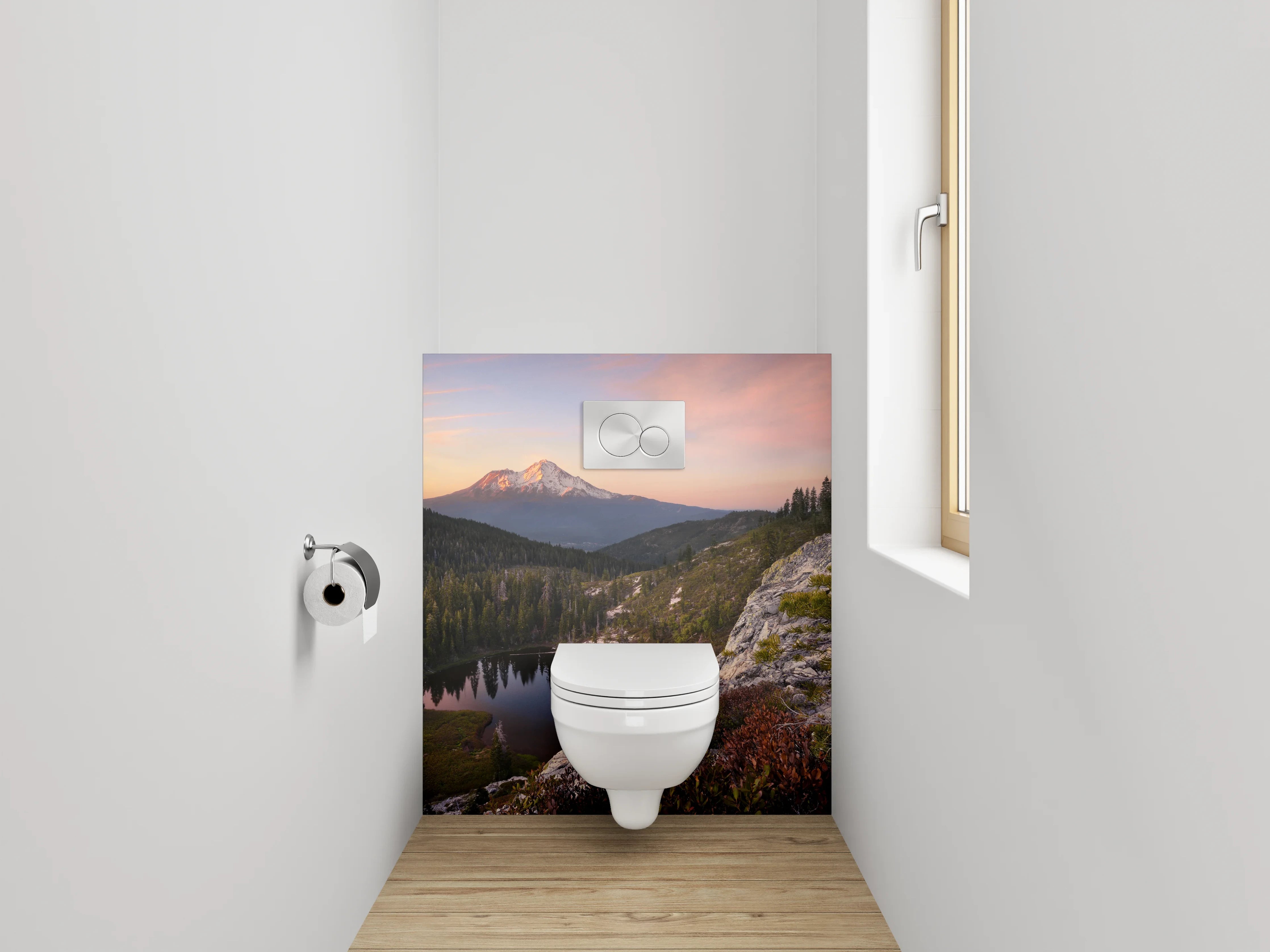 WC-Rückwand - Bergsee Panorama Sonnenuntergang