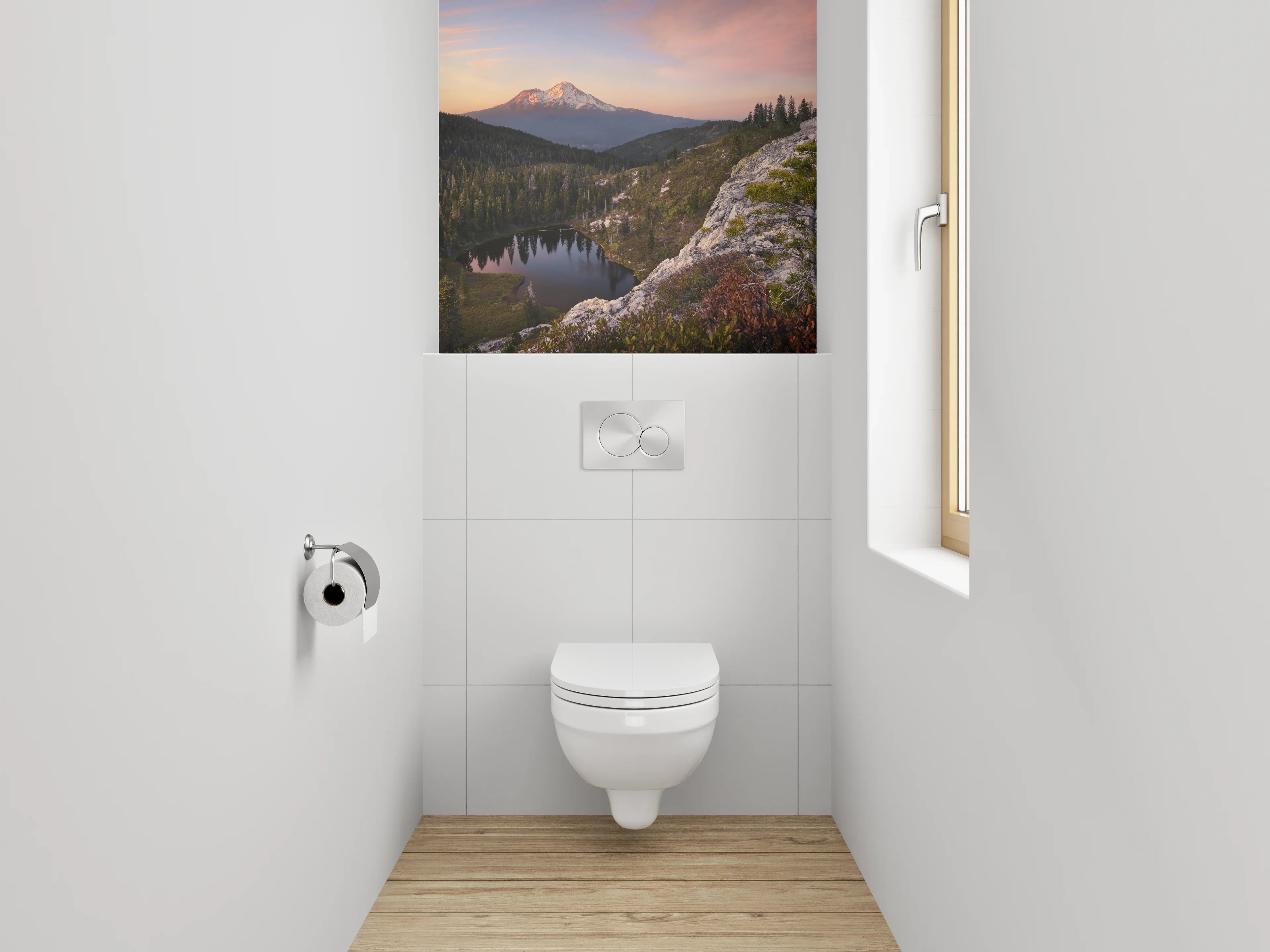 WC-Rückwand - Bergsee Panorama Sonnenuntergang