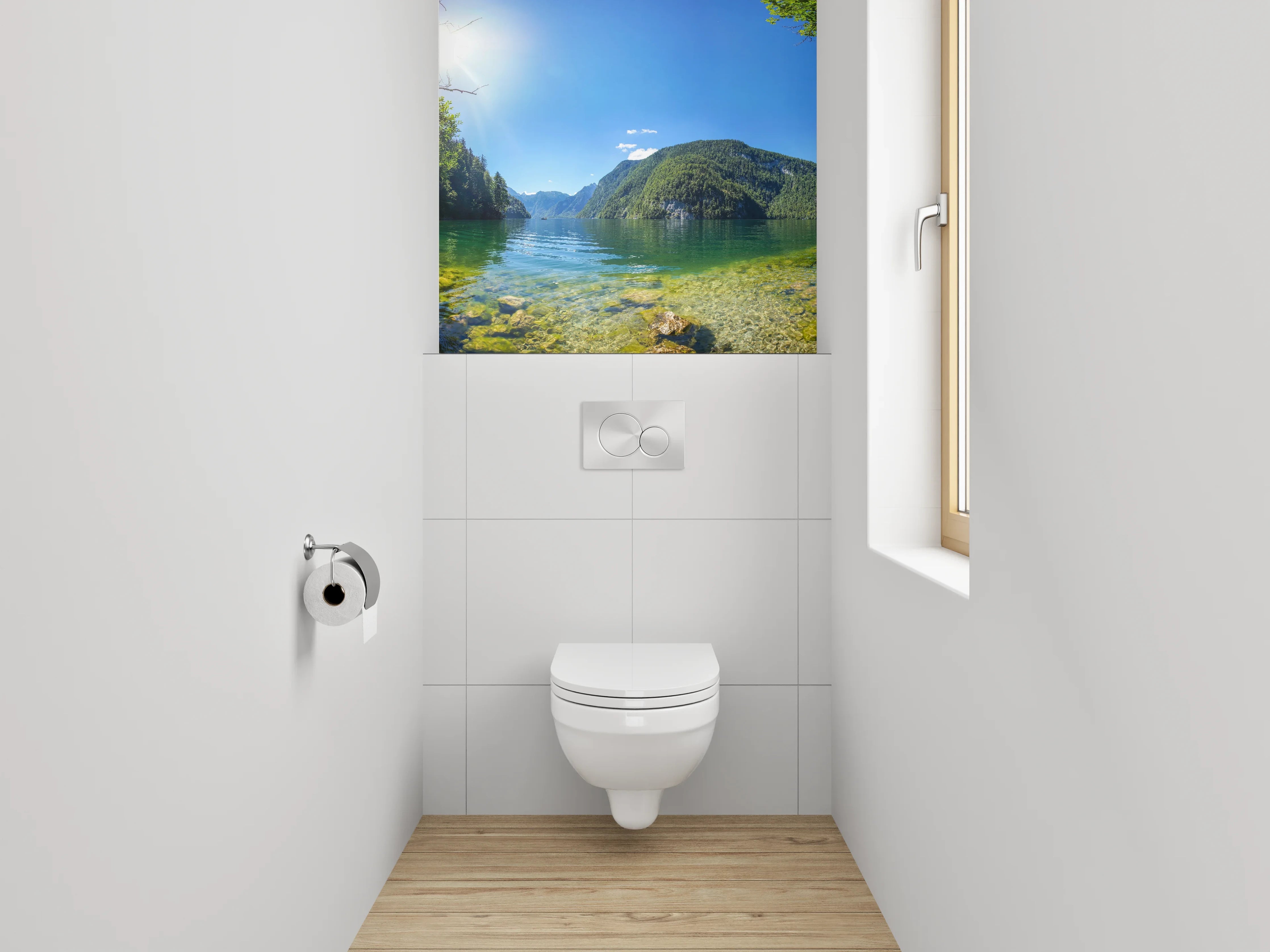 WC-Rückwand - Bergsee Panorama mit kristallklarem Wasser