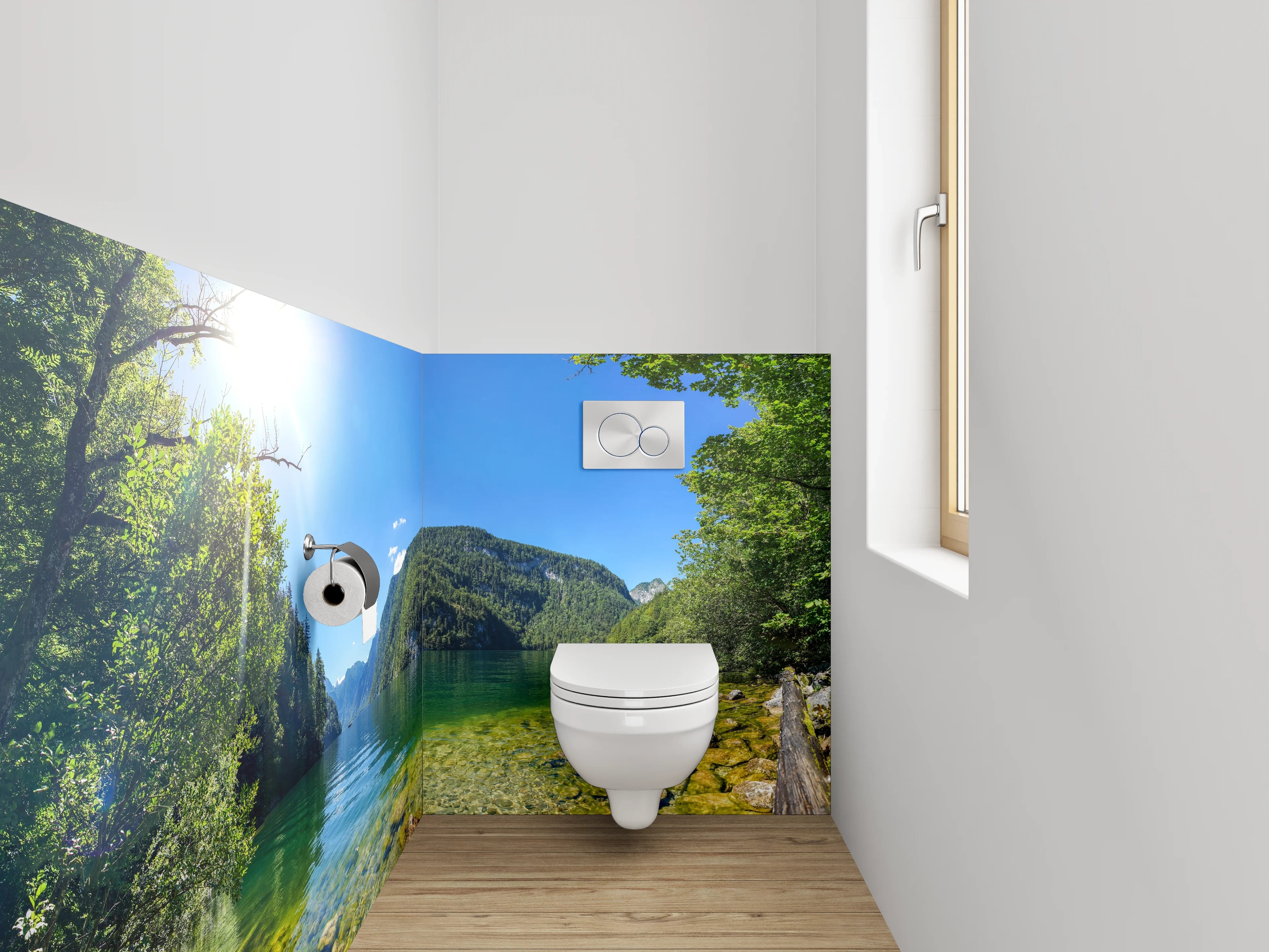 WC-Rückwand - Bergsee Panorama mit kristallklarem Wasser