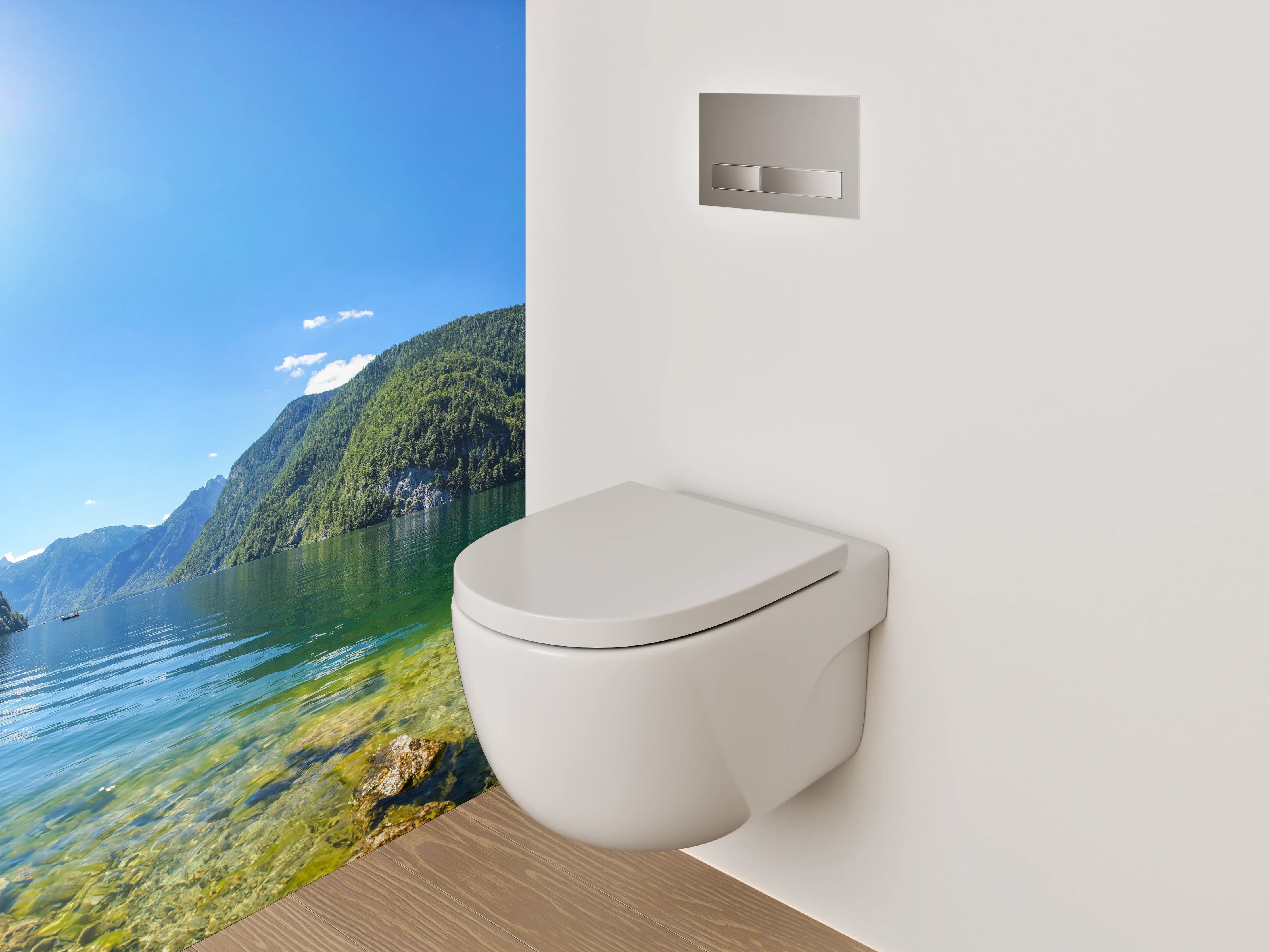 WC-Rückwand - Bergsee Panorama mit kristallklarem Wasser