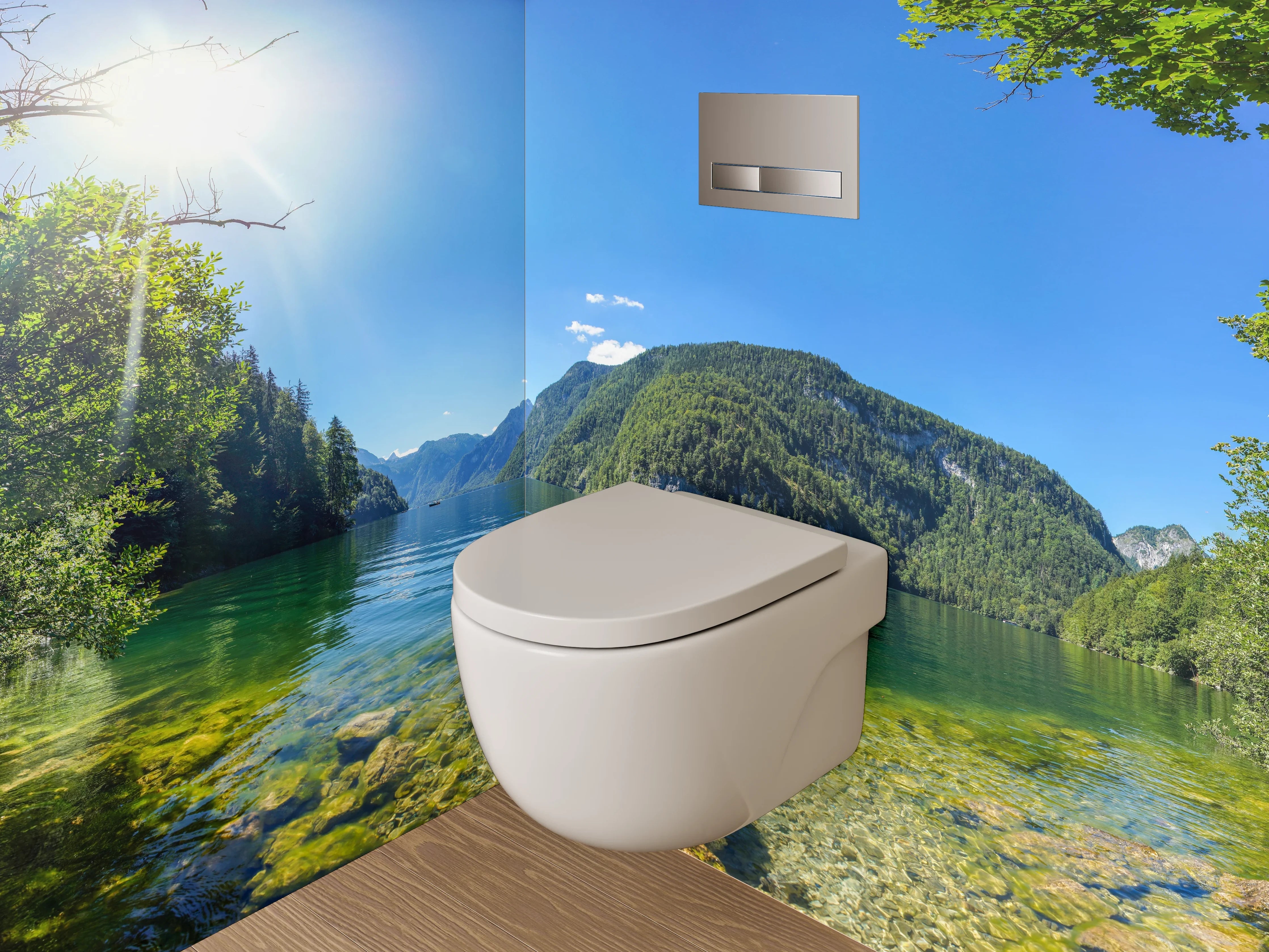 WC-Rückwand - Bergsee Panorama mit kristallklarem Wasser