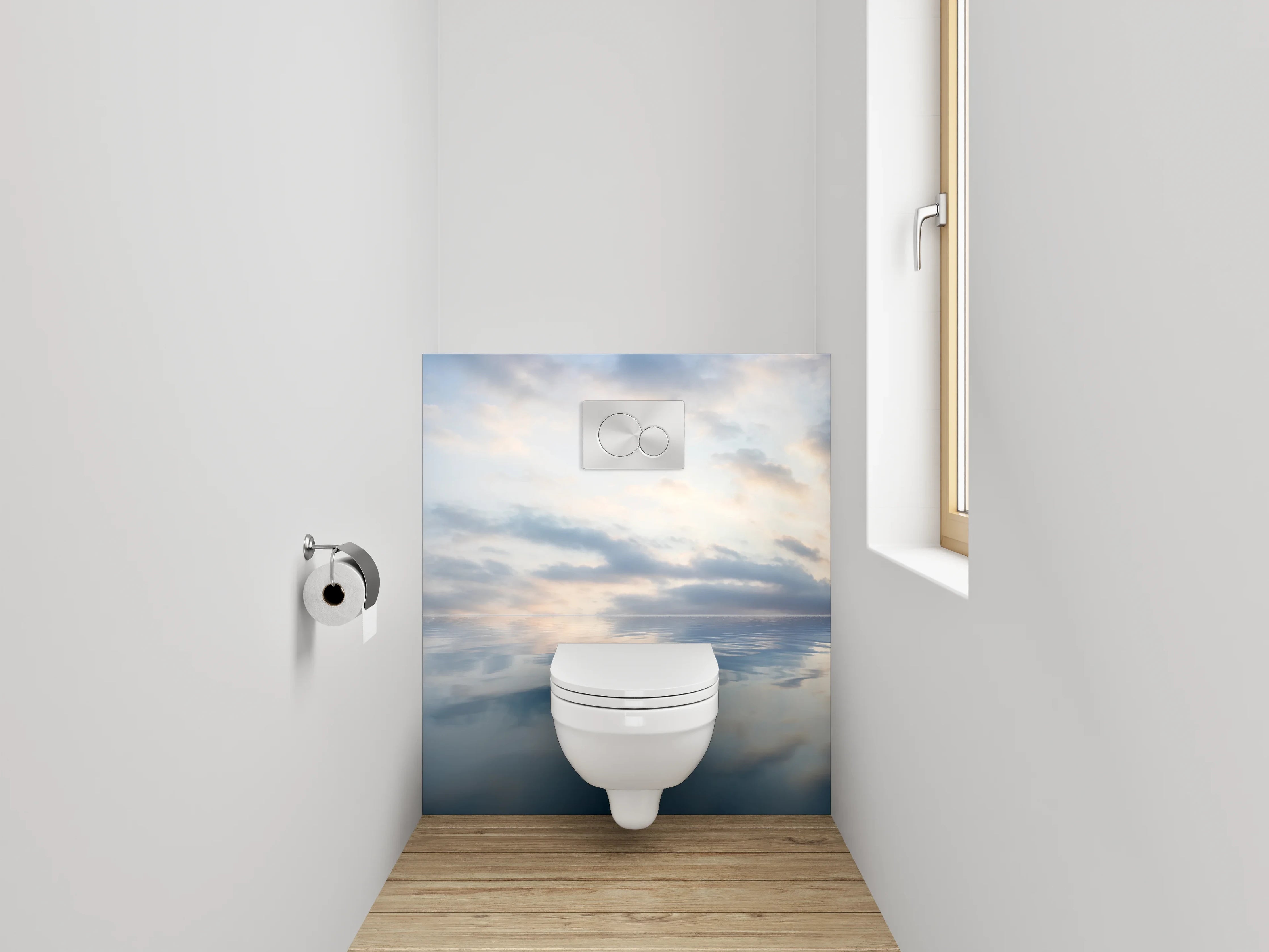 WC-Rückwand - Beruhigende Meeresstimmung in Pastell