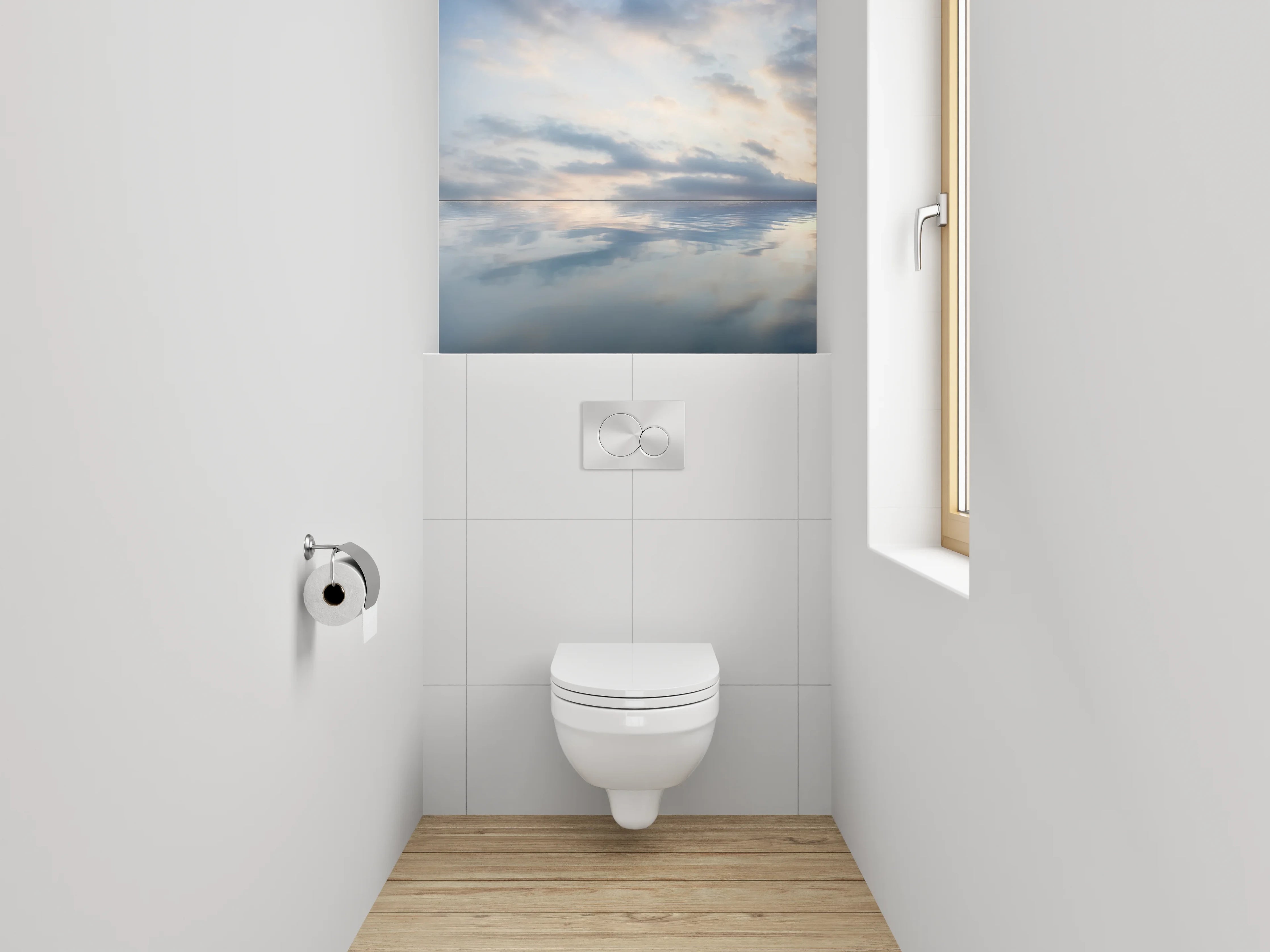 WC-Rückwand - Beruhigende Meeresstimmung in Pastell