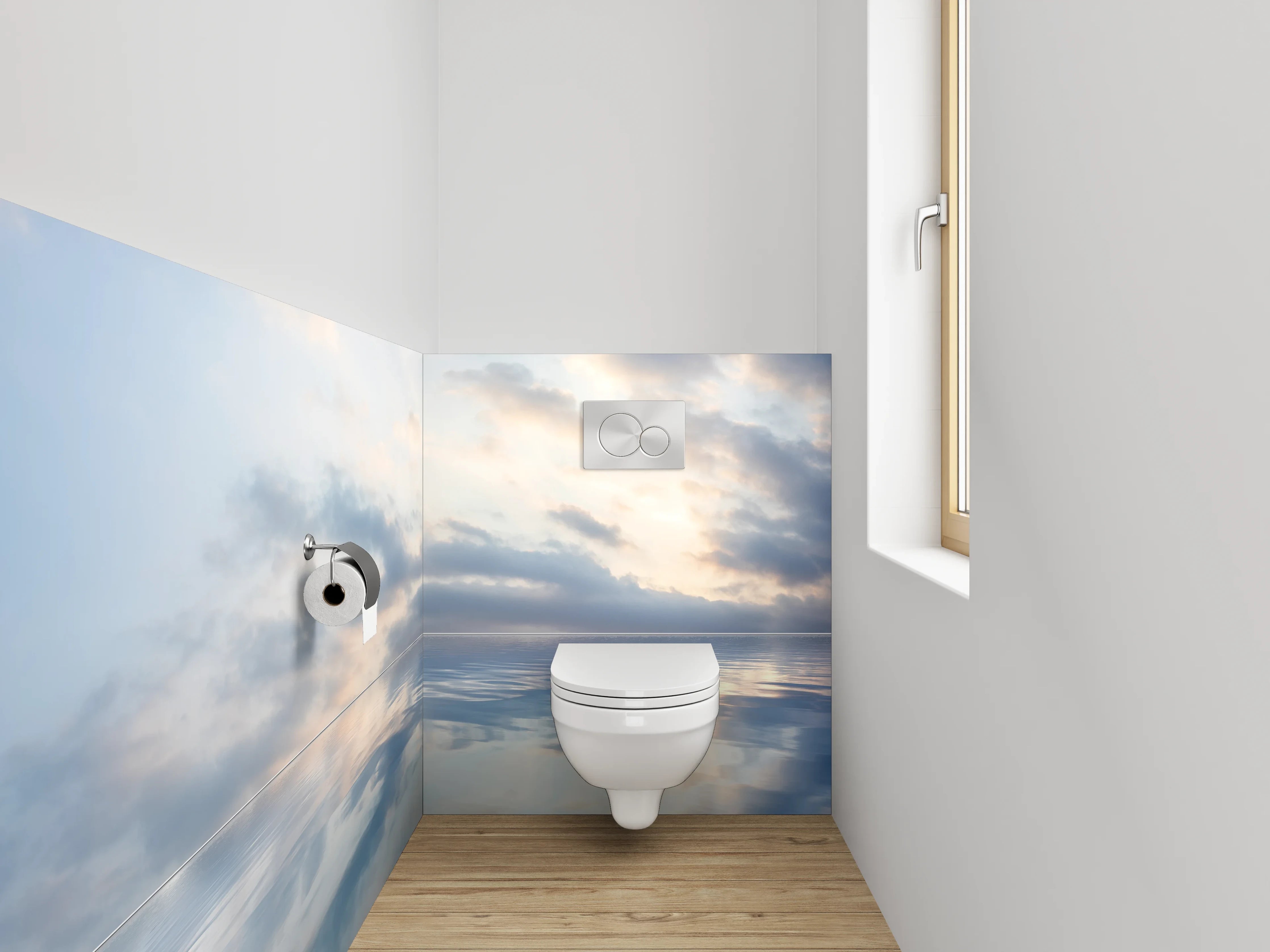 WC-Rückwand - Beruhigende Meeresstimmung in Pastell