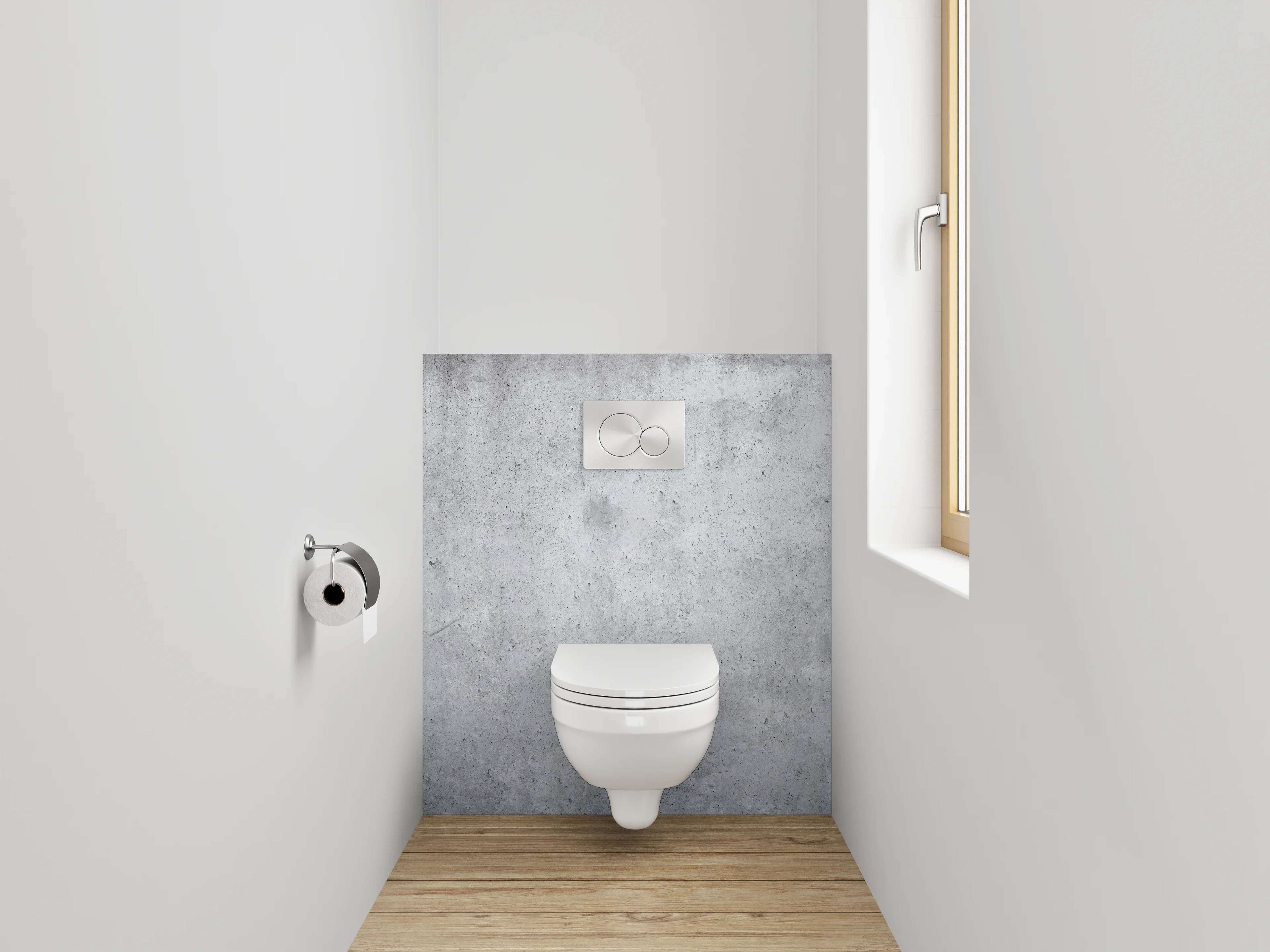 WC-Rückwand - Beton-Optik Wandbild Weiß Grau