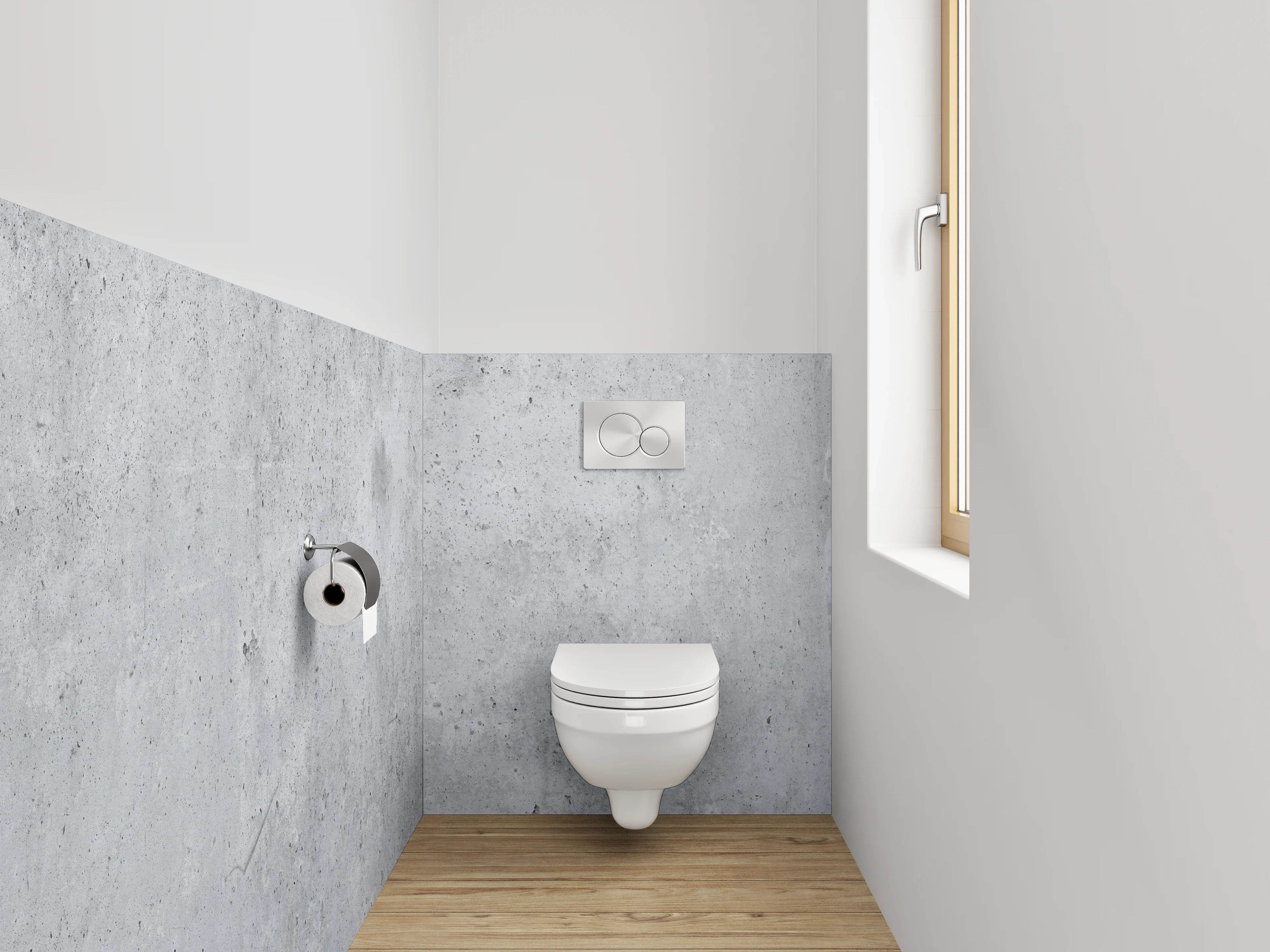 WC-Rückwand - Beton-Optik Wandbild Weiß Grau