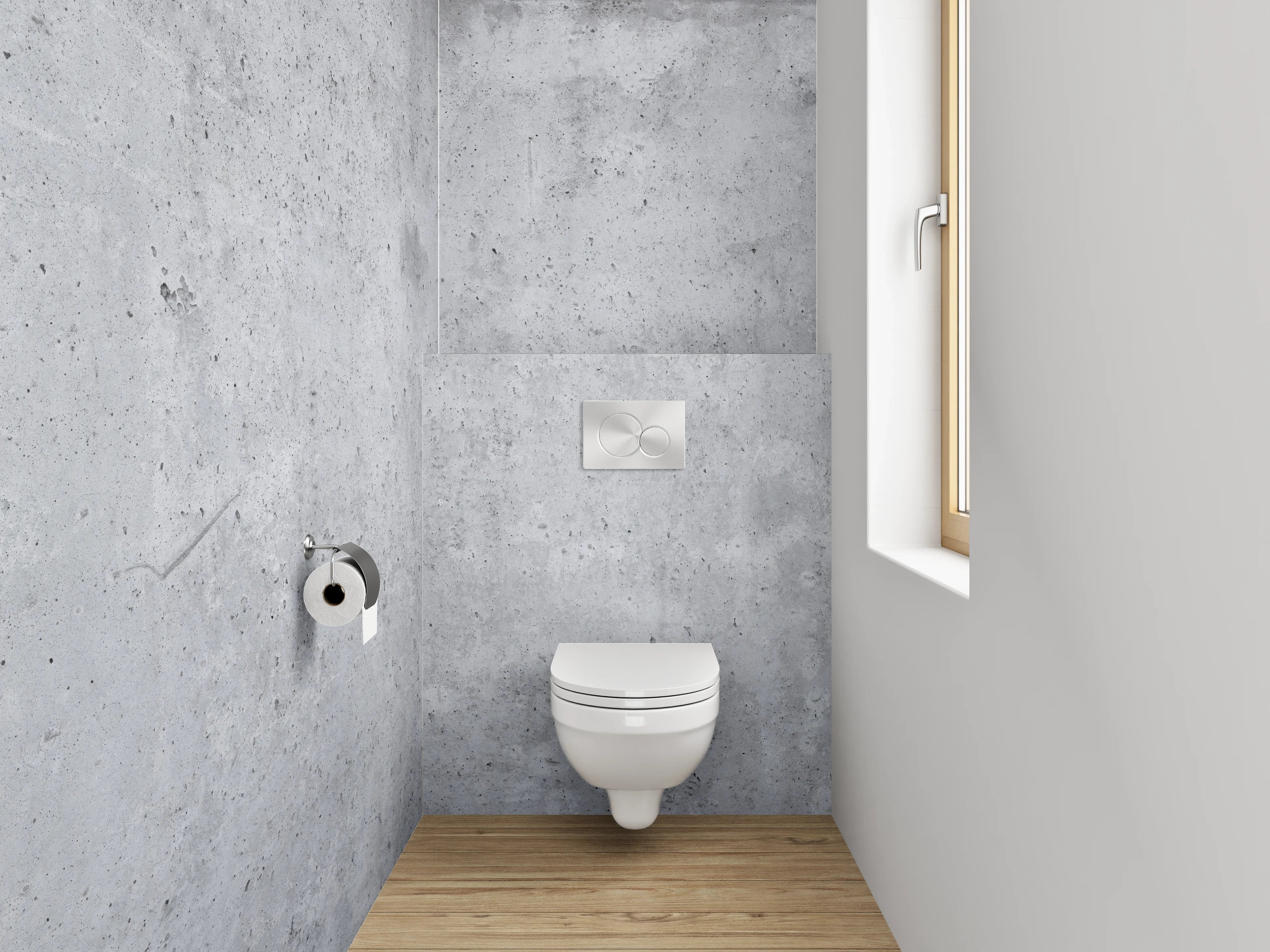 WC-Rückwand - Beton-Optik Wandbild Weiß Grau