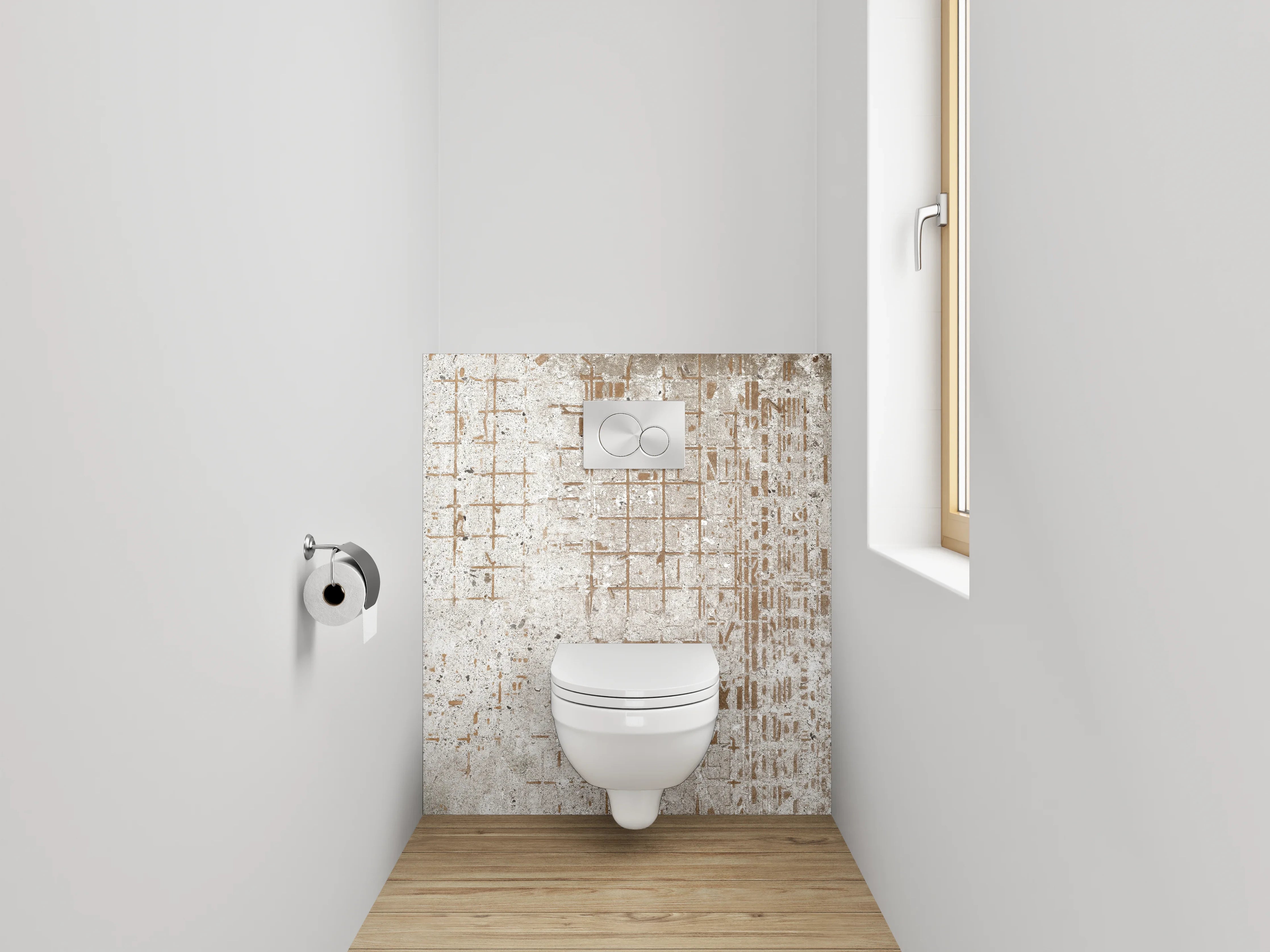 WC-Rückwand - Beton-Optik Weiß Grau Used-Look