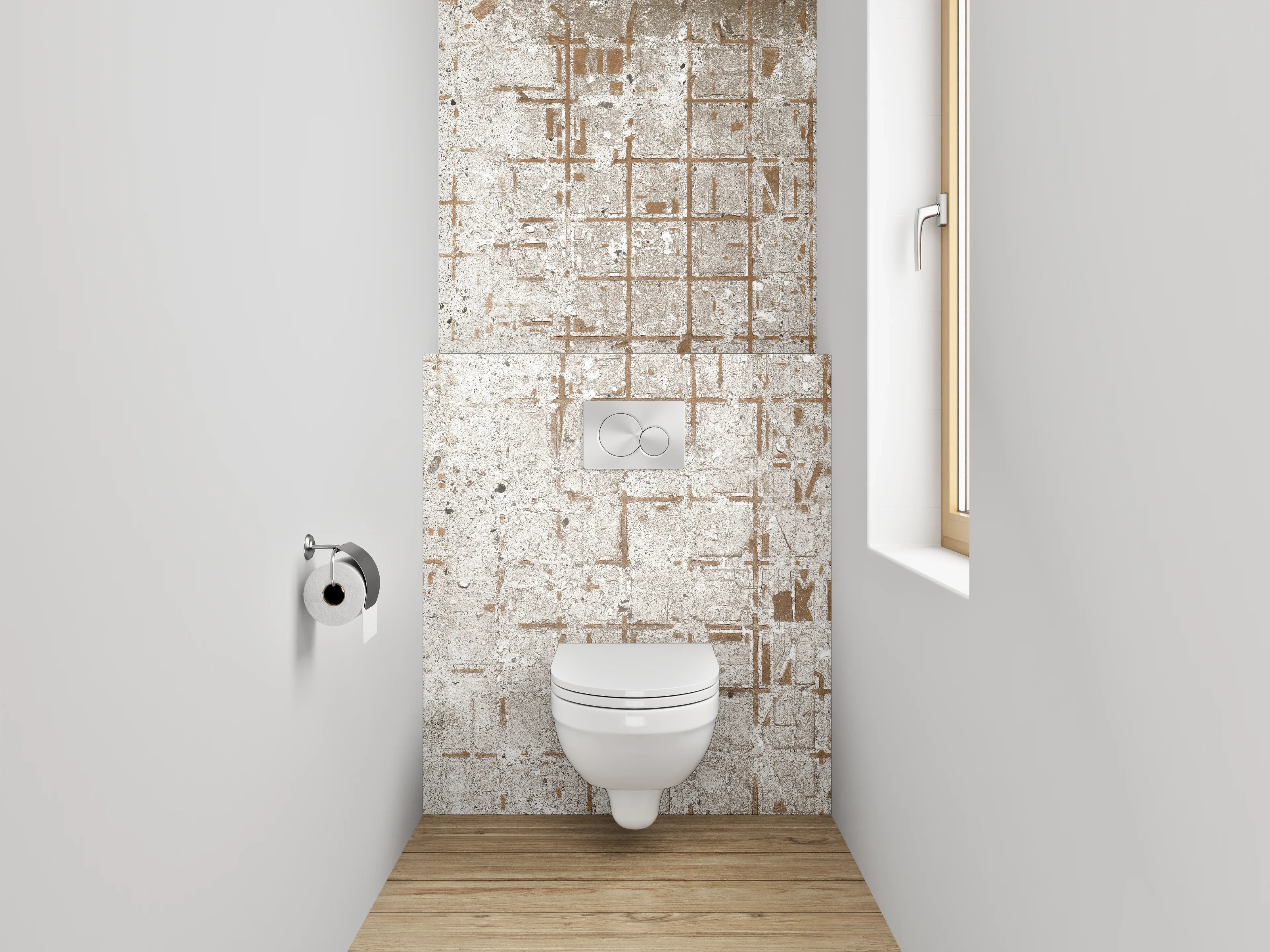 WC-Rückwand - Beton-Optik Weiß Grau Used-Look