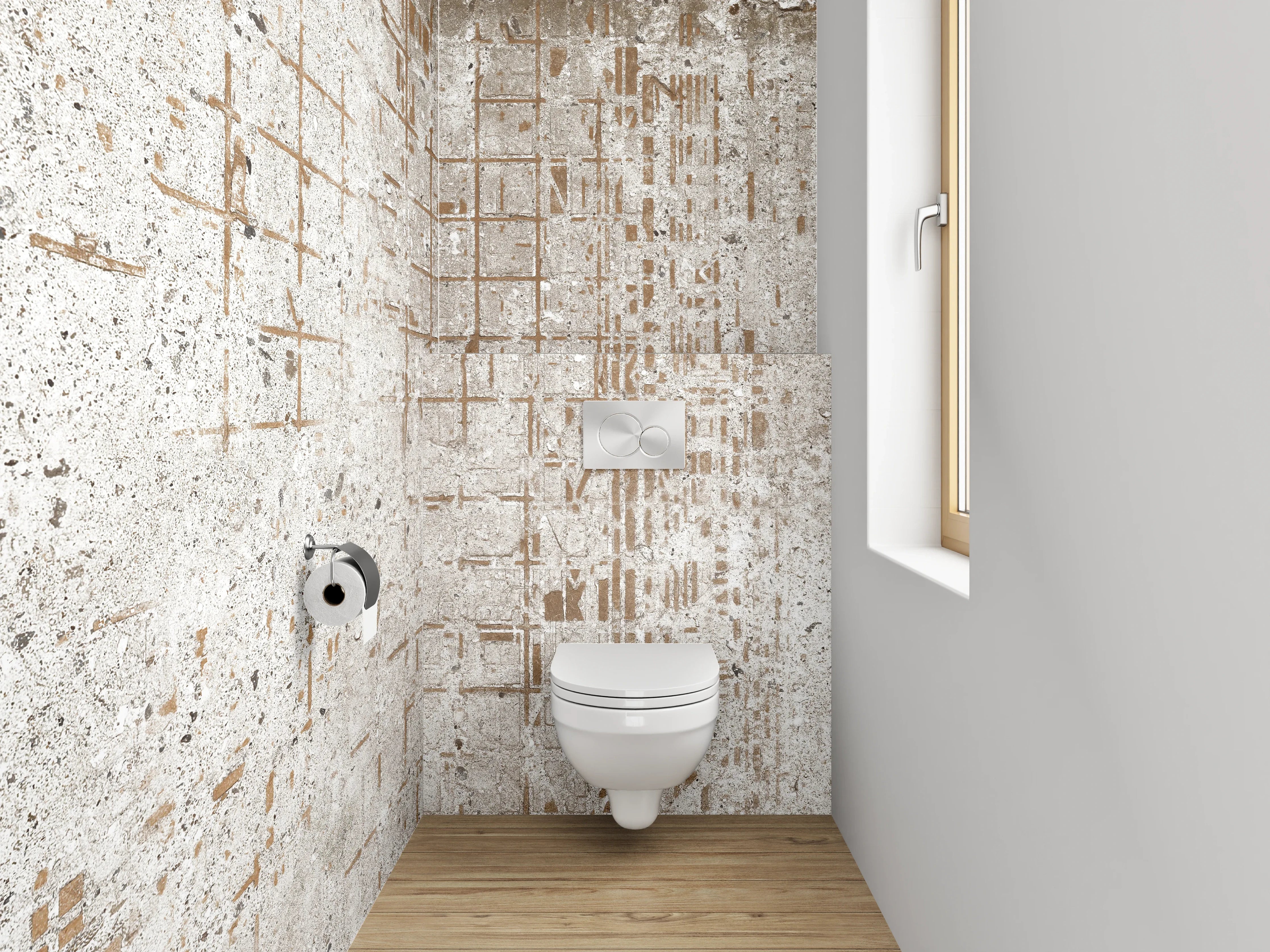 WC-Rückwand - Beton-Optik Weiß Grau Used-Look