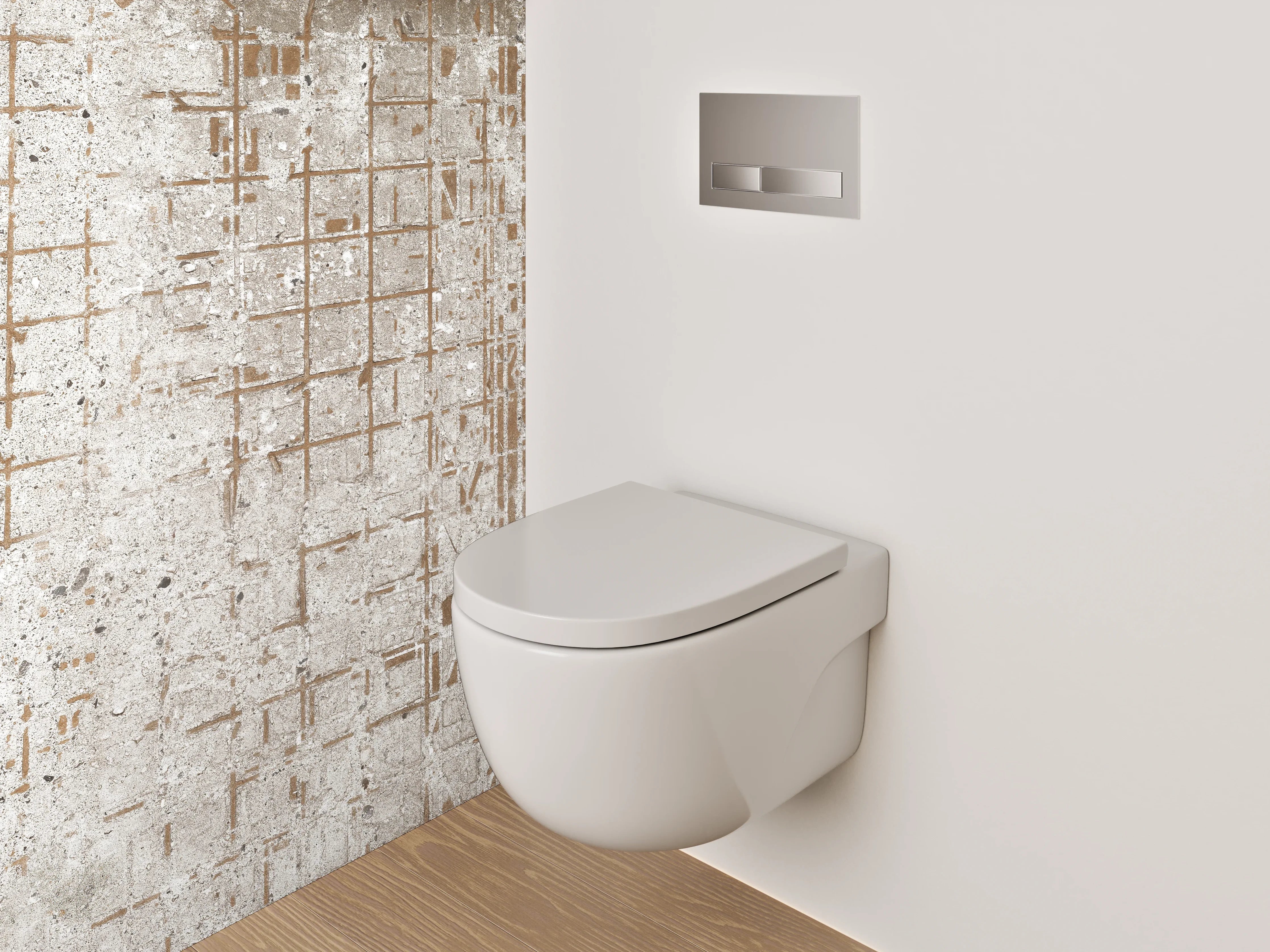 WC-Rückwand - Beton-Optik Weiß Grau Used-Look