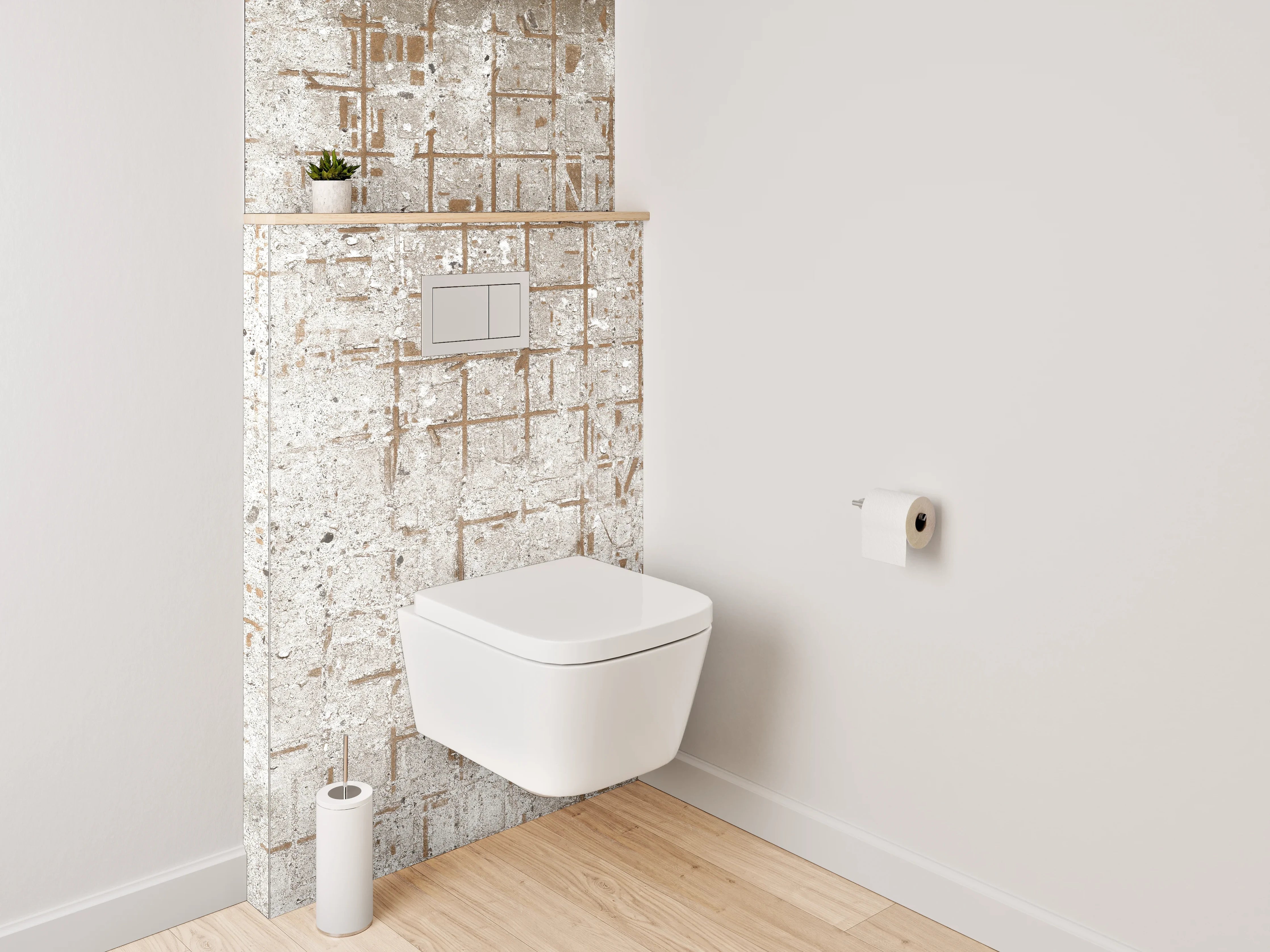 WC-Rückwand - Beton-Optik Weiß Grau Used-Look