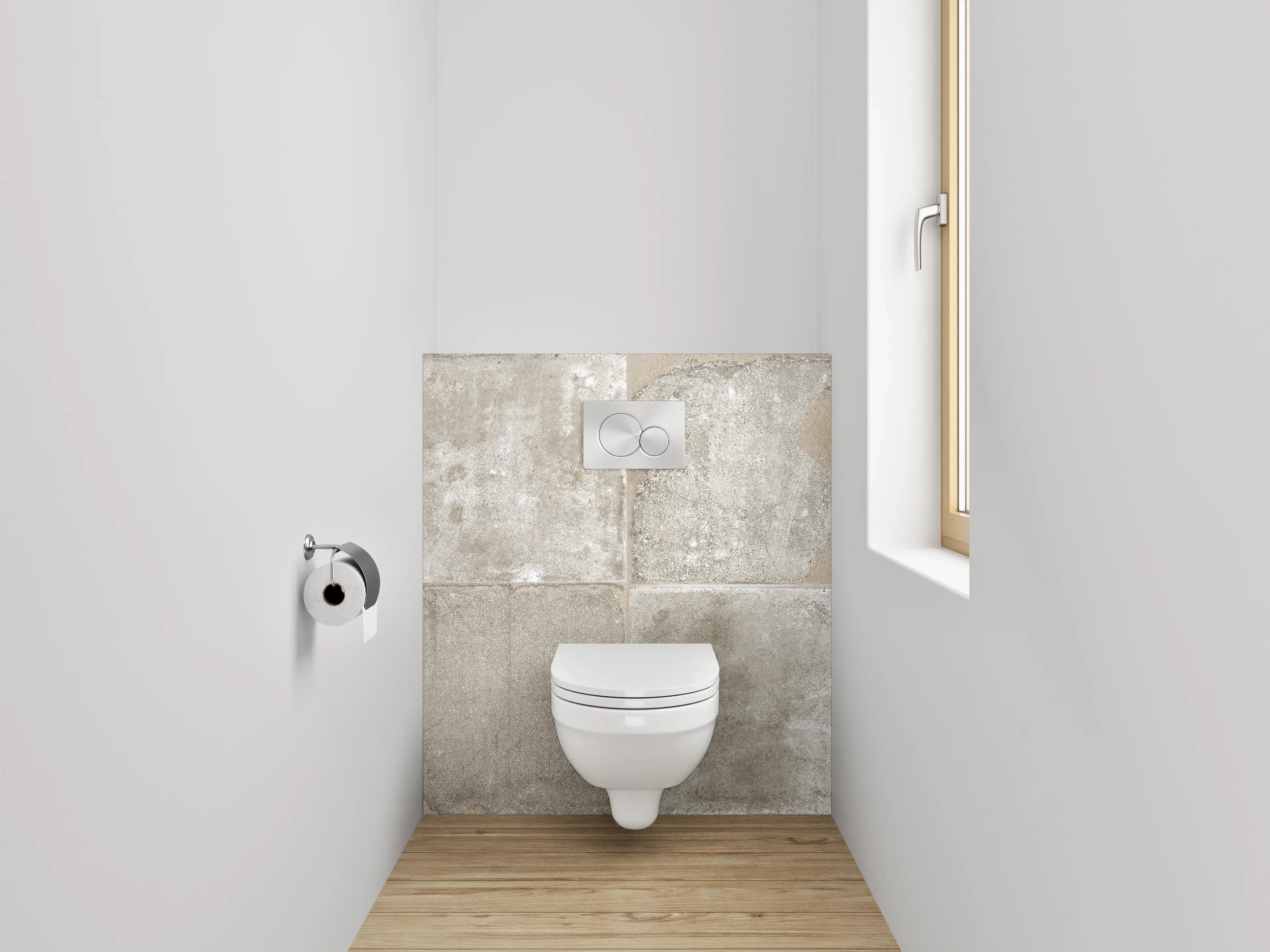 WC-Rückwand - Beton Vintage Fliesenoptik Grau Beige