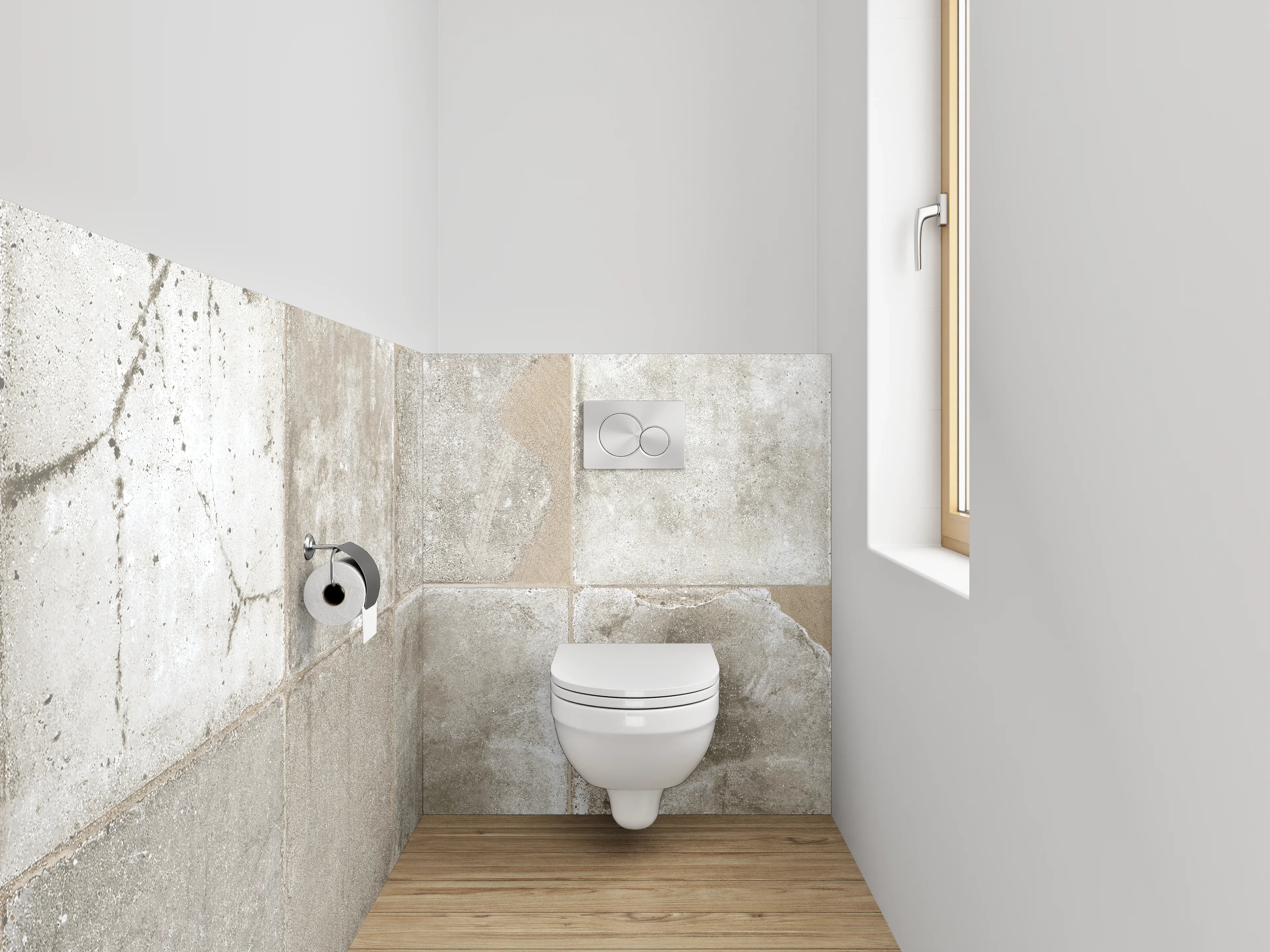 WC-Rückwand - Beton Vintage Fliesenoptik Grau Beige