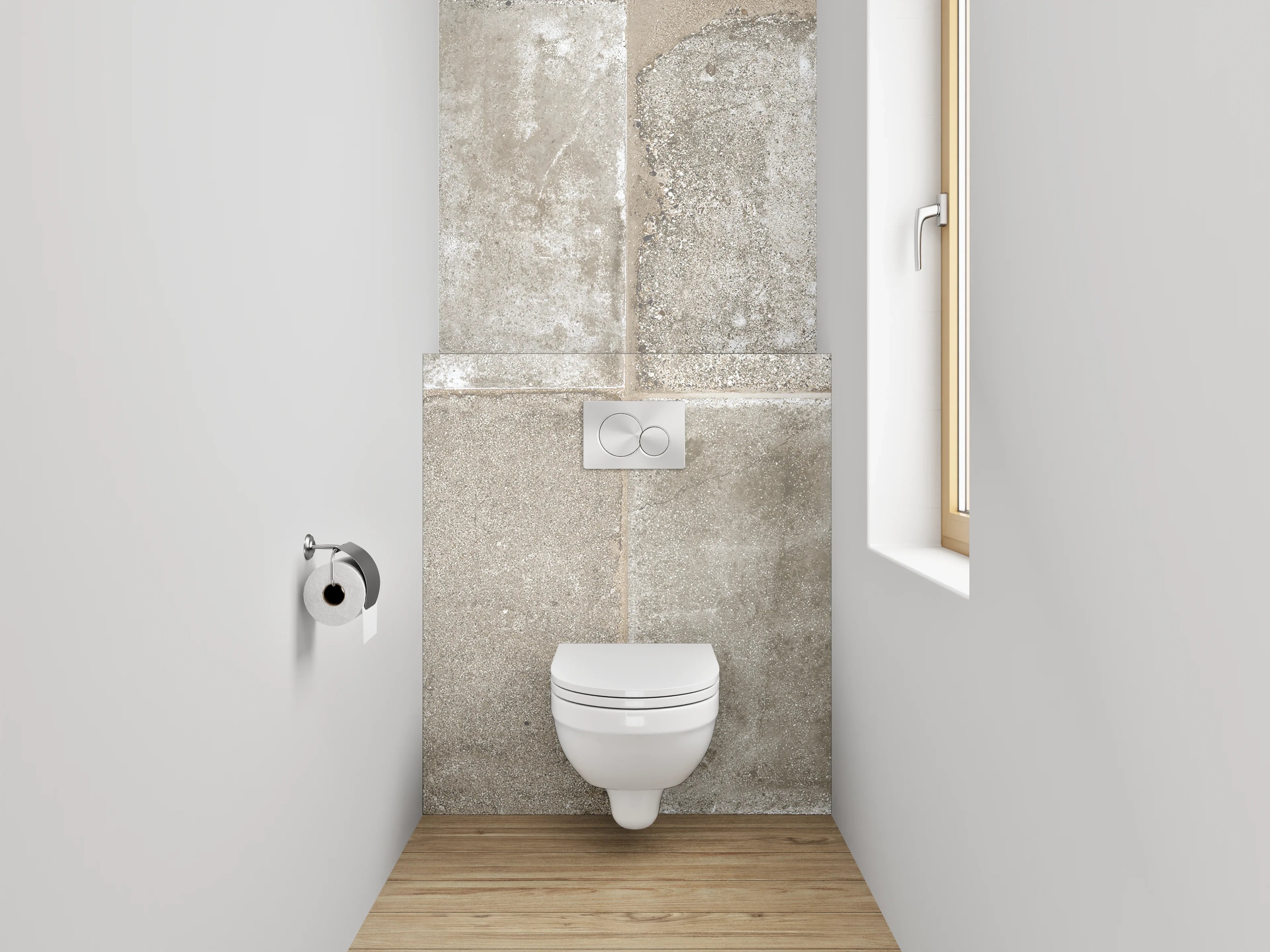 WC-Rückwand - Beton Vintage Fliesenoptik Grau Beige