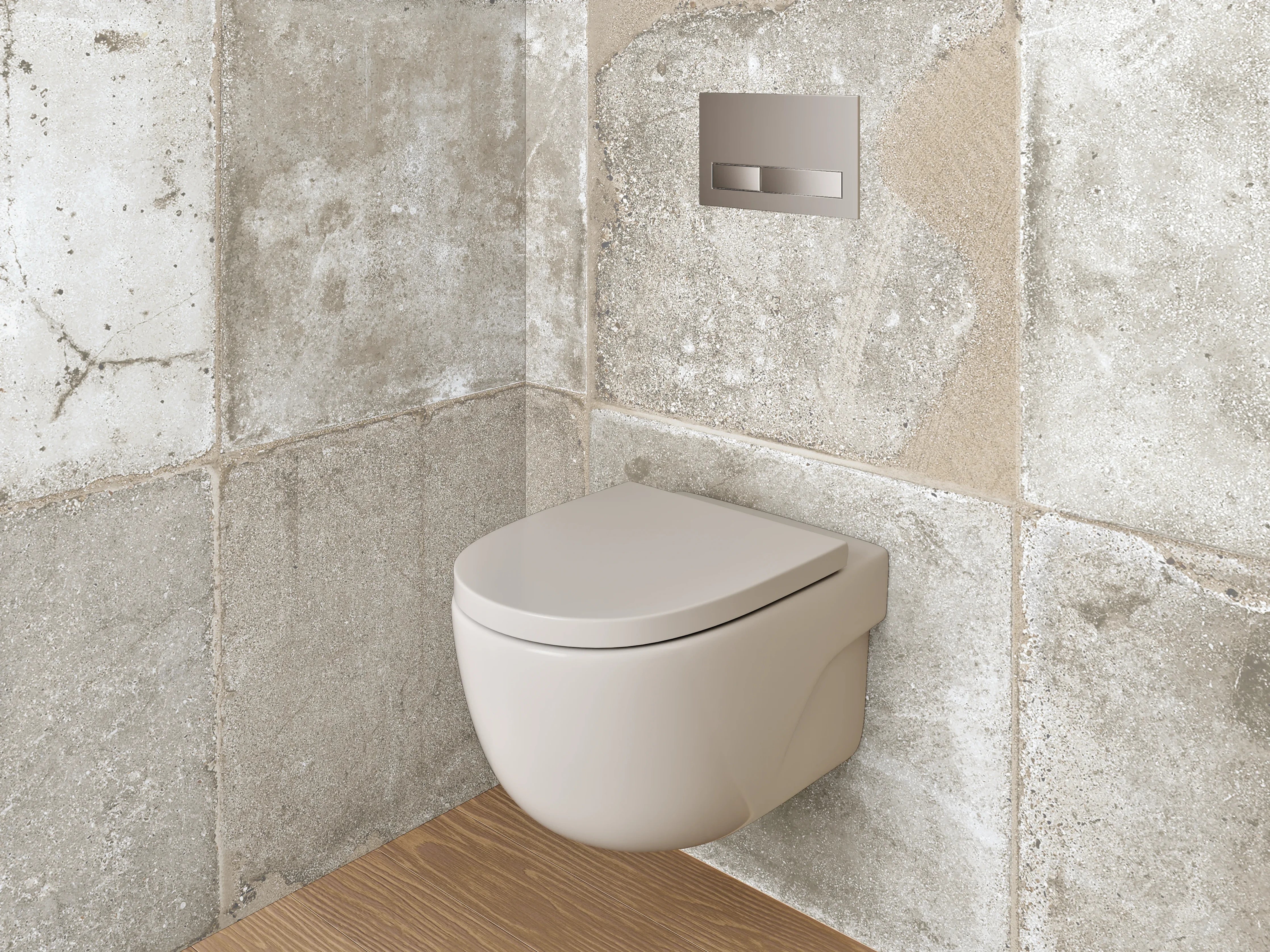 WC-Rückwand - Beton Vintage Fliesenoptik Grau Beige