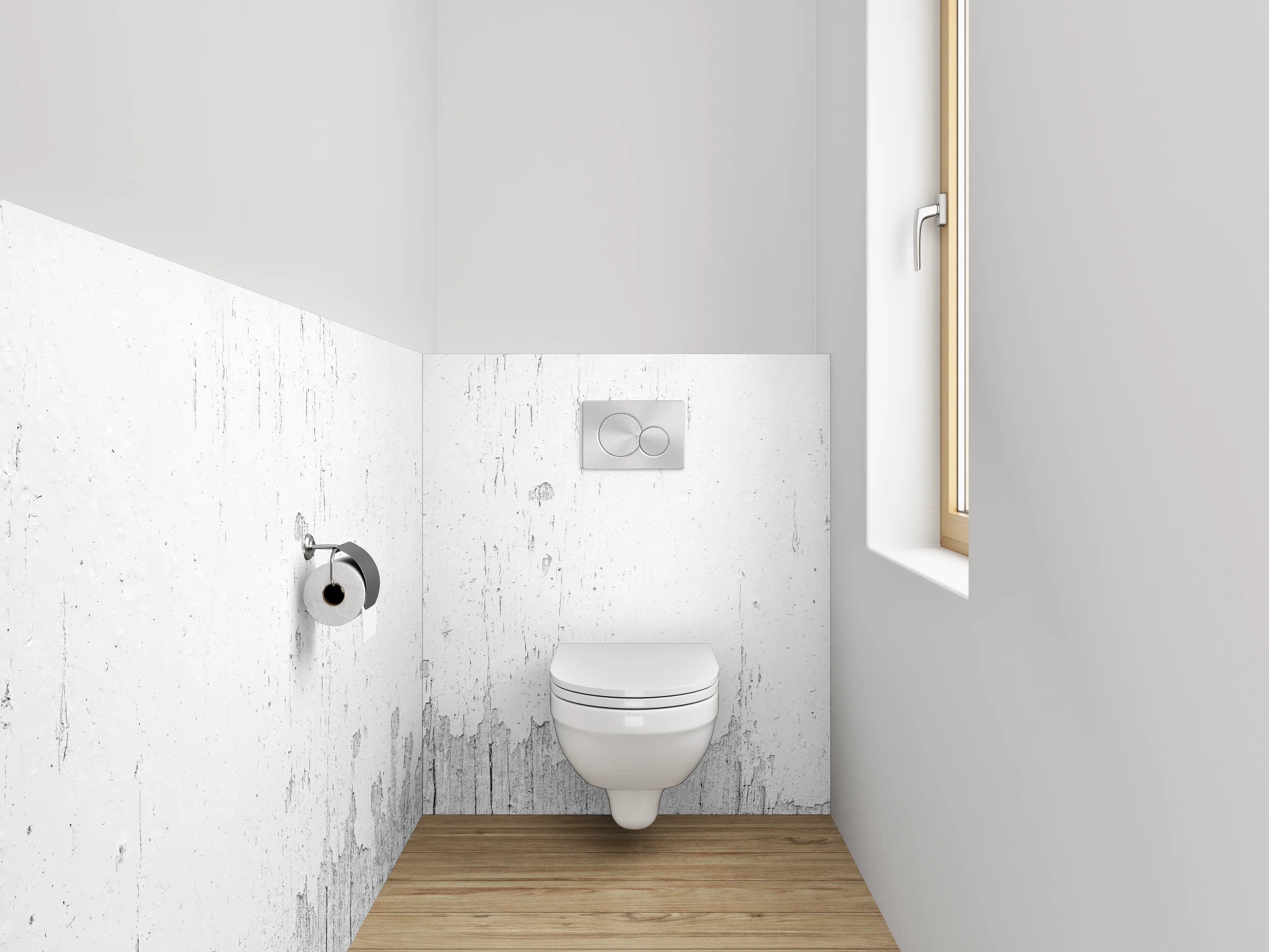 WC-Rückwand - Betongrau Wandoptik in Weiß-Grau