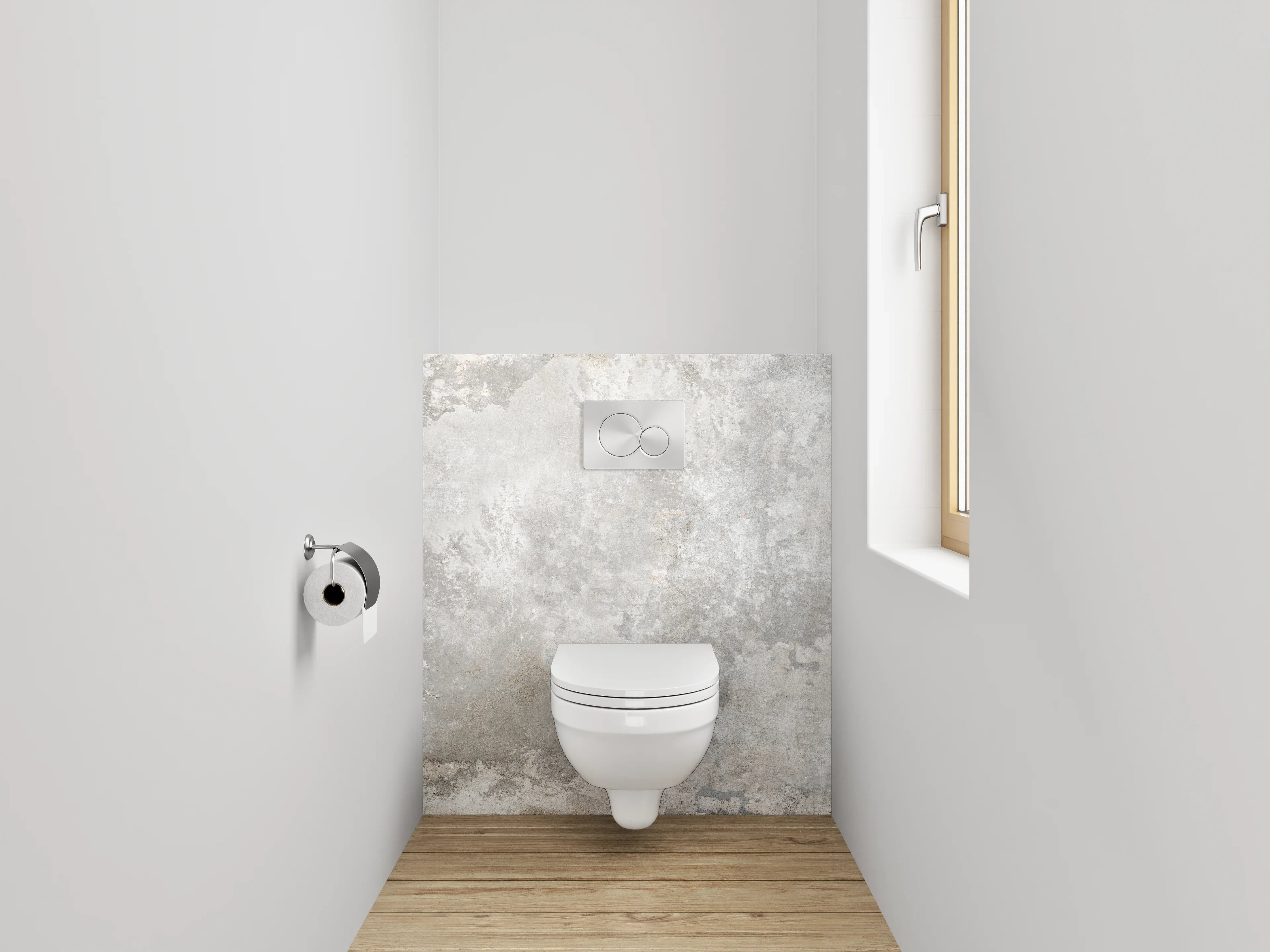 WC-Rückwand - Betonoptik Fliese Grau Weiß