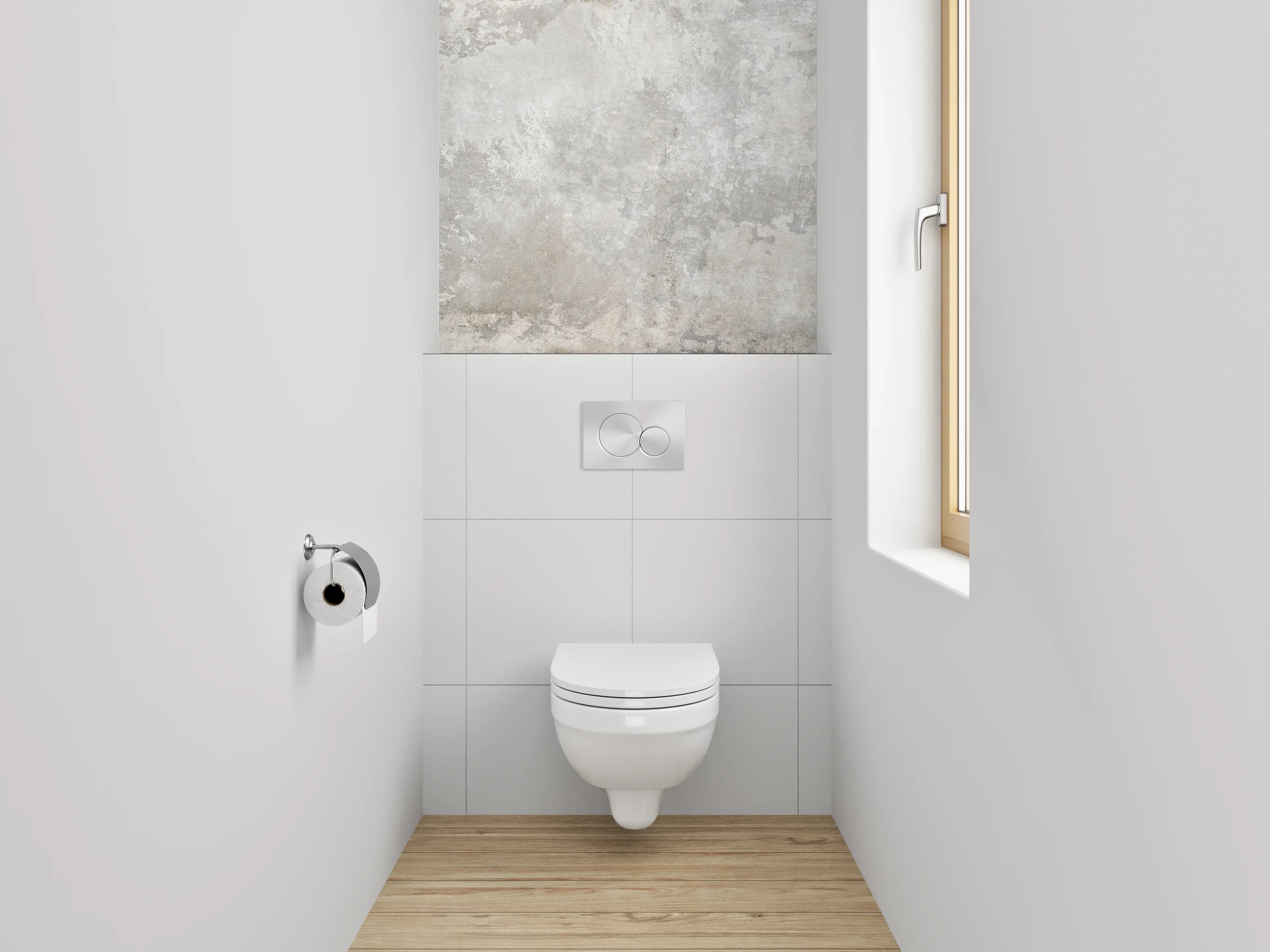 WC-Rückwand - Betonoptik Fliese Grau Weiß