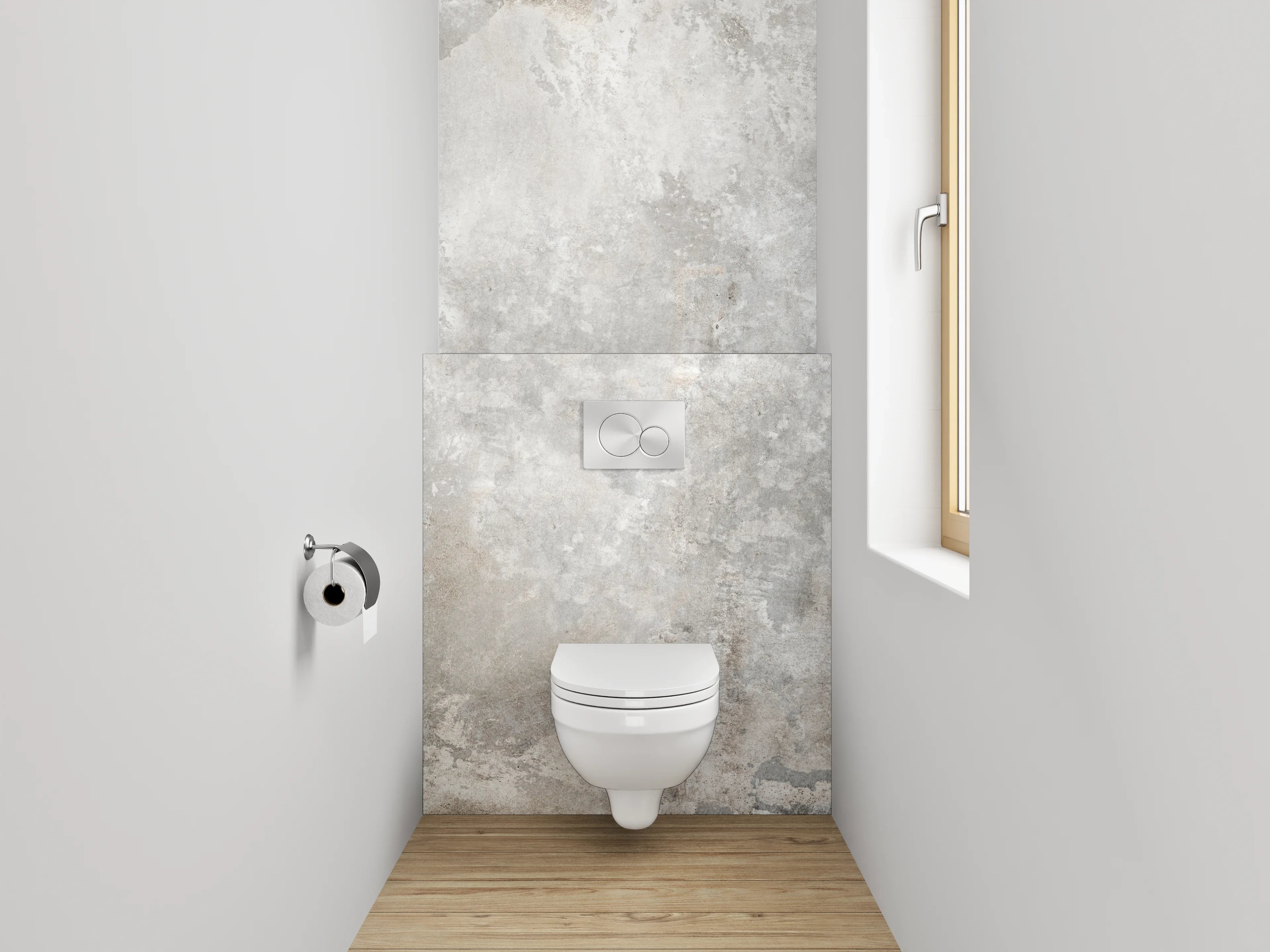 WC-Rückwand - Betonoptik Fliese Grau Weiß