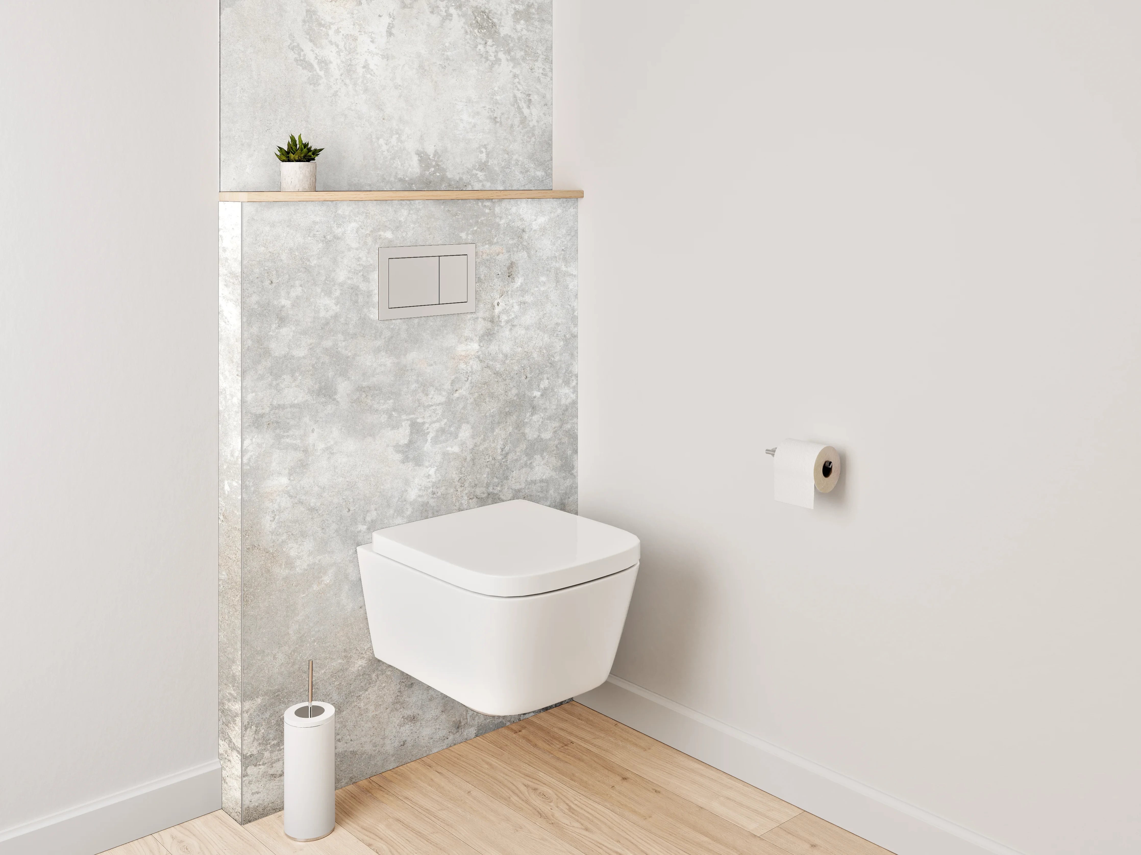 WC-Rückwand - Betonoptik Fliese Grau Weiß