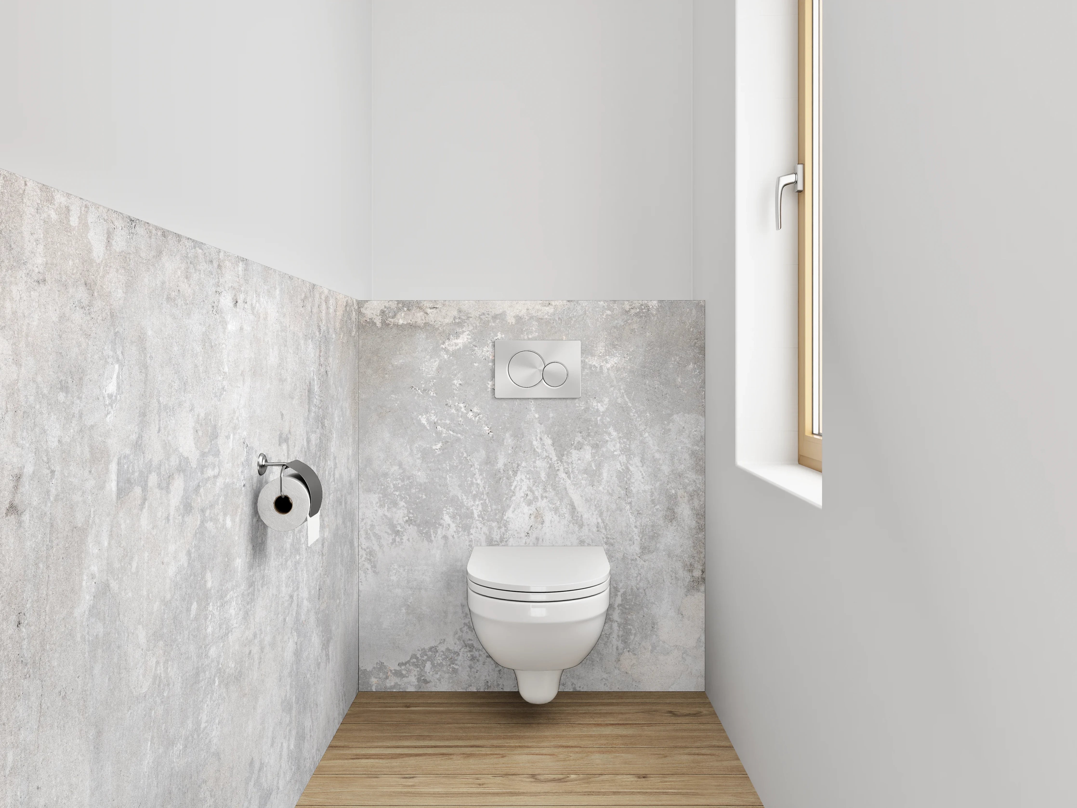WC-Rückwand - Betonoptik Grau Weiß Fliese