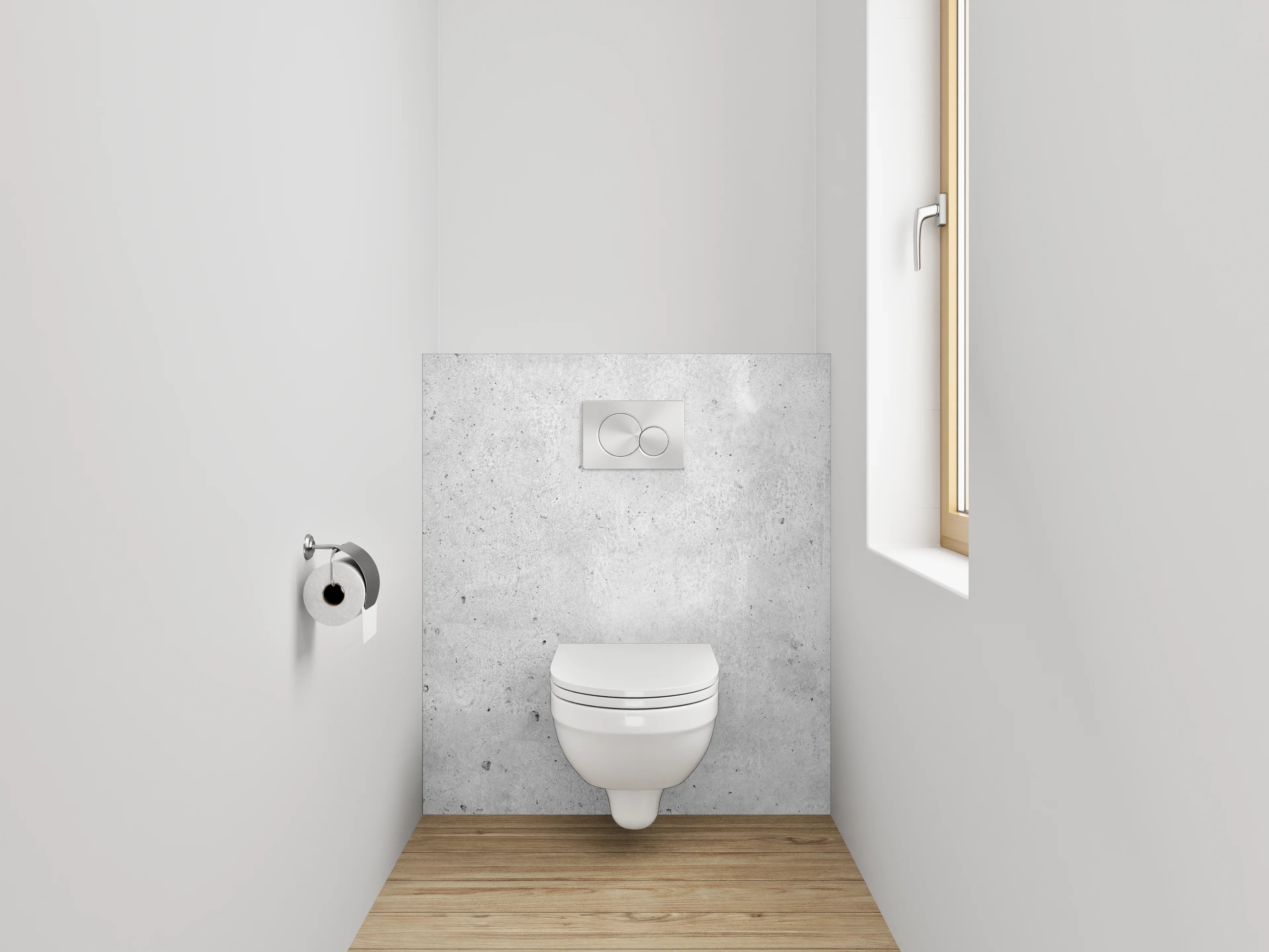 WC-Rückwand - Betonoptik Grau Weiß Minimalistisch