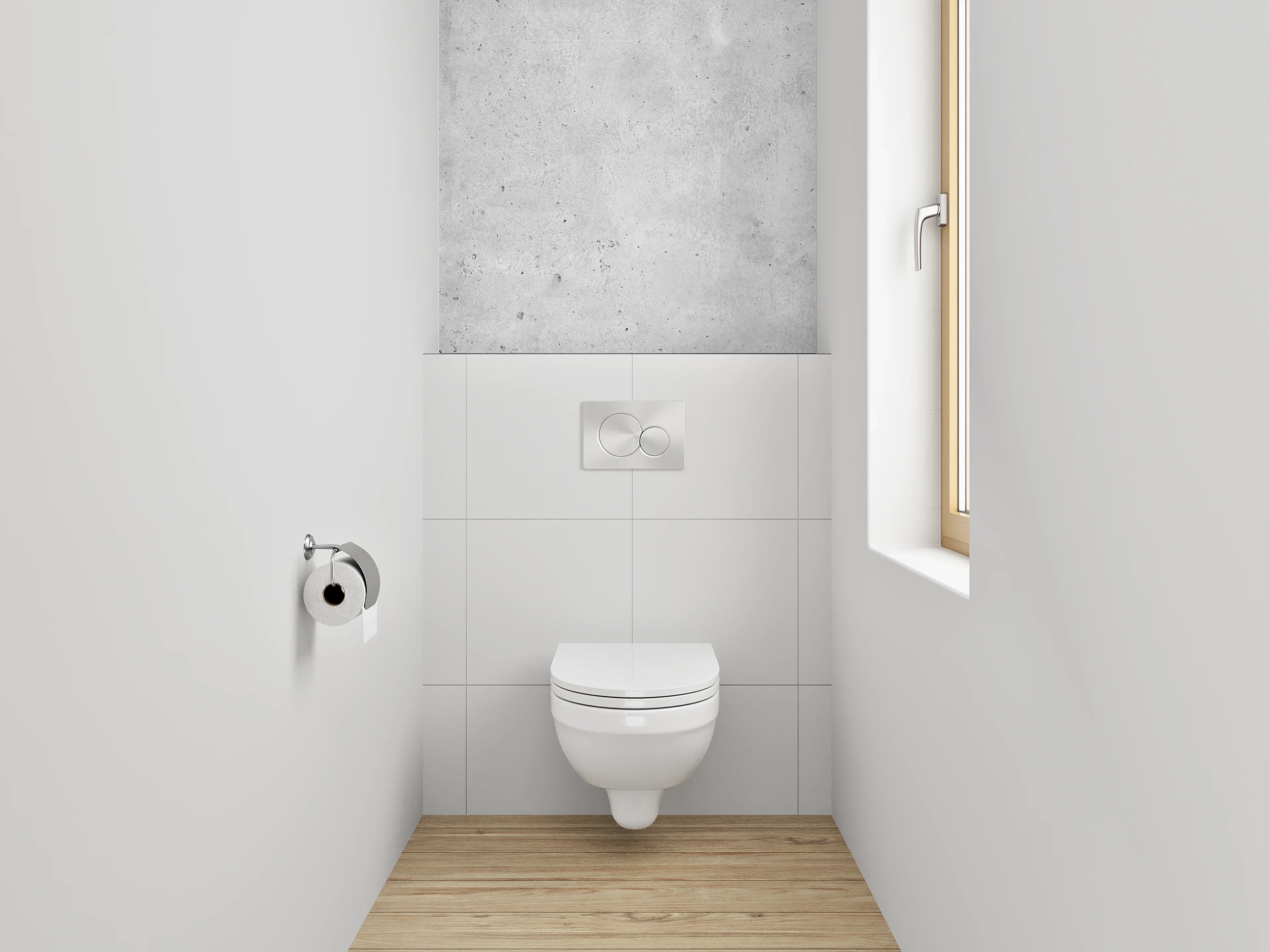 WC-Rückwand - Betonoptik Grau Weiß Minimalistisch