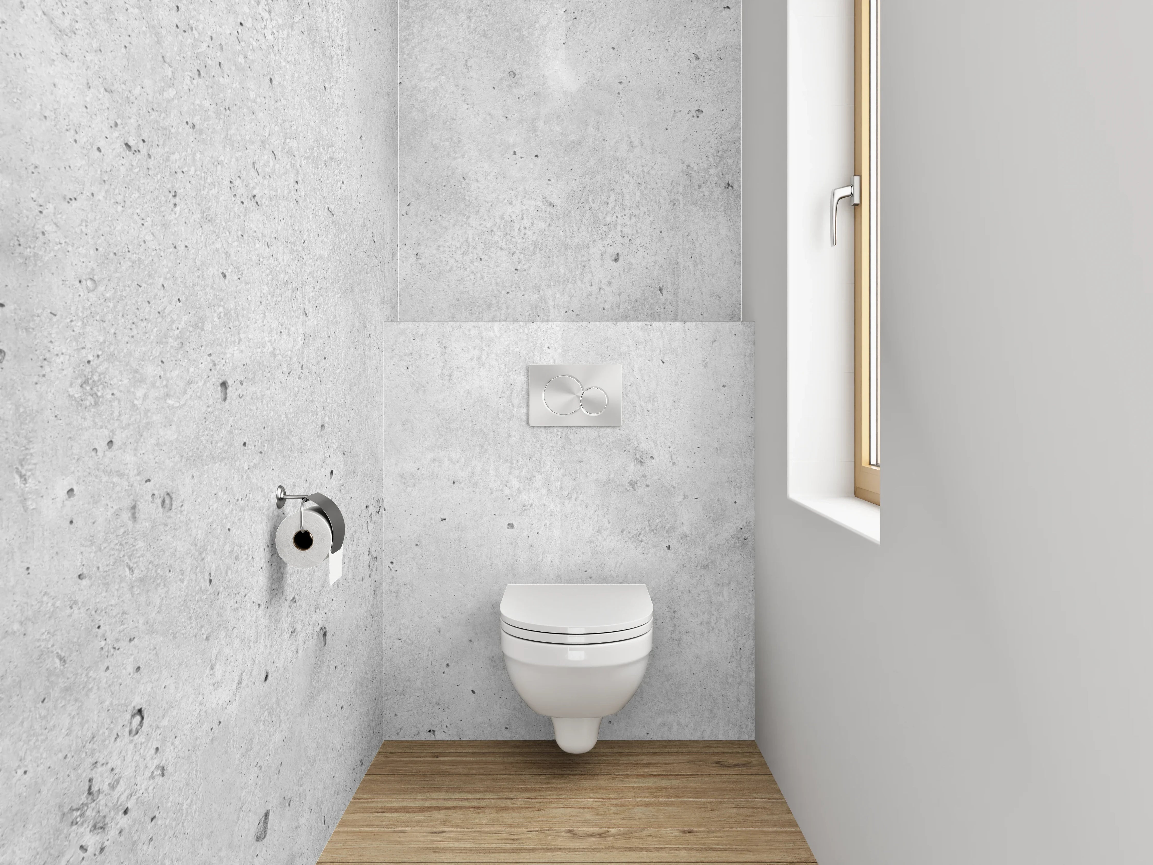 WC-Rückwand - Betonoptik Grau Weiß Minimalistisch