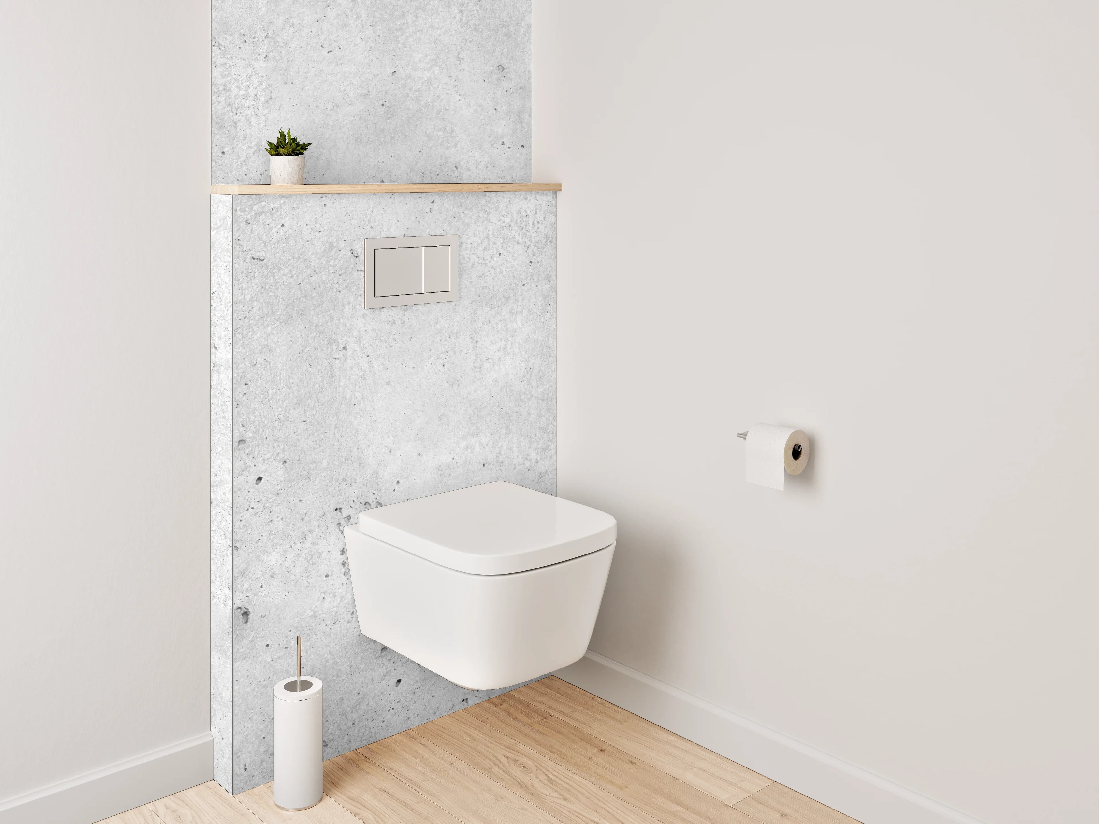 WC-Rückwand - Betonoptik Grau Weiß Minimalistisch