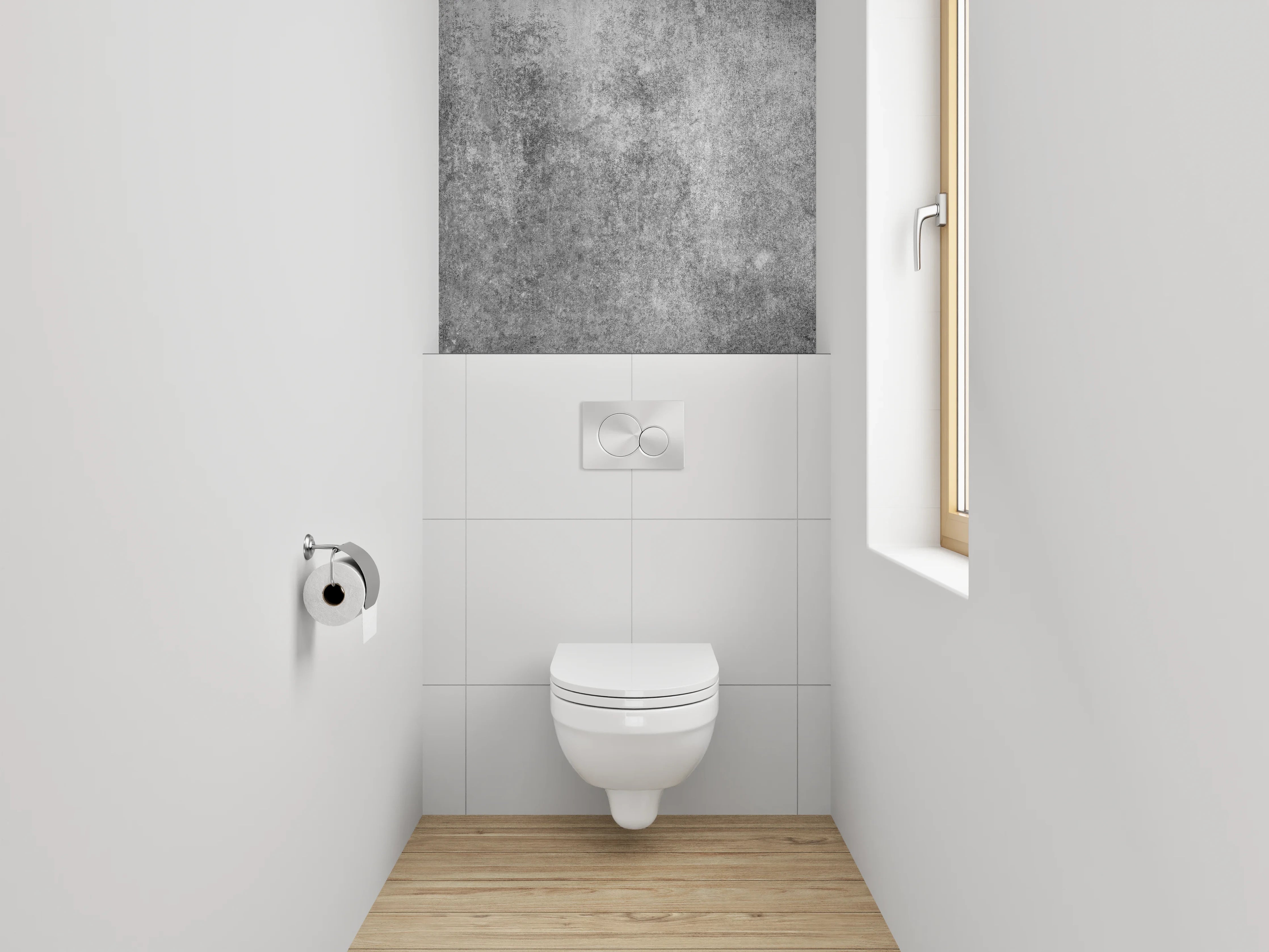WC-Rückwand - Betonoptik Grau Weiß Wandbild