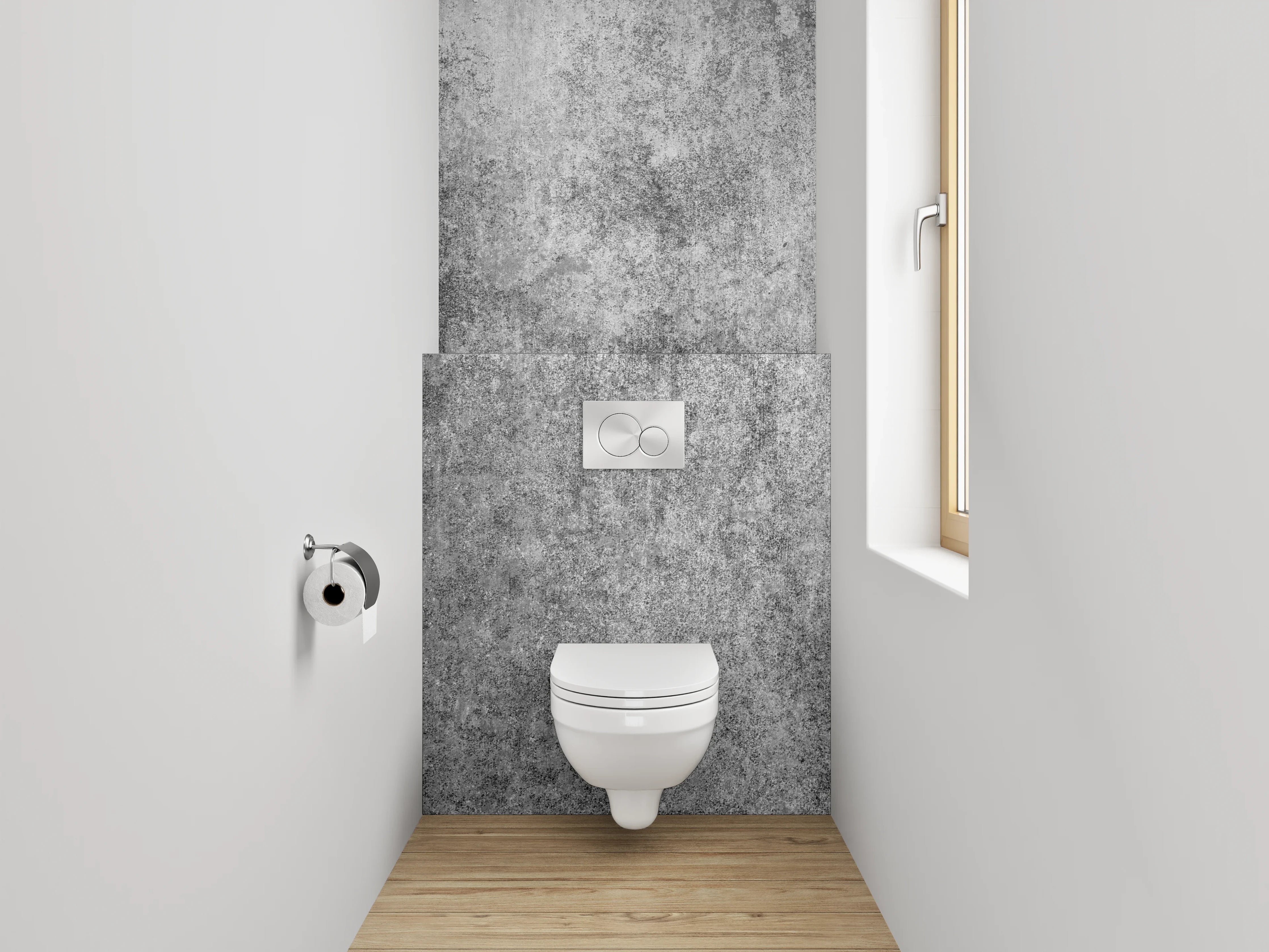 WC-Rückwand - Betonoptik Grau Weiß Wandbild