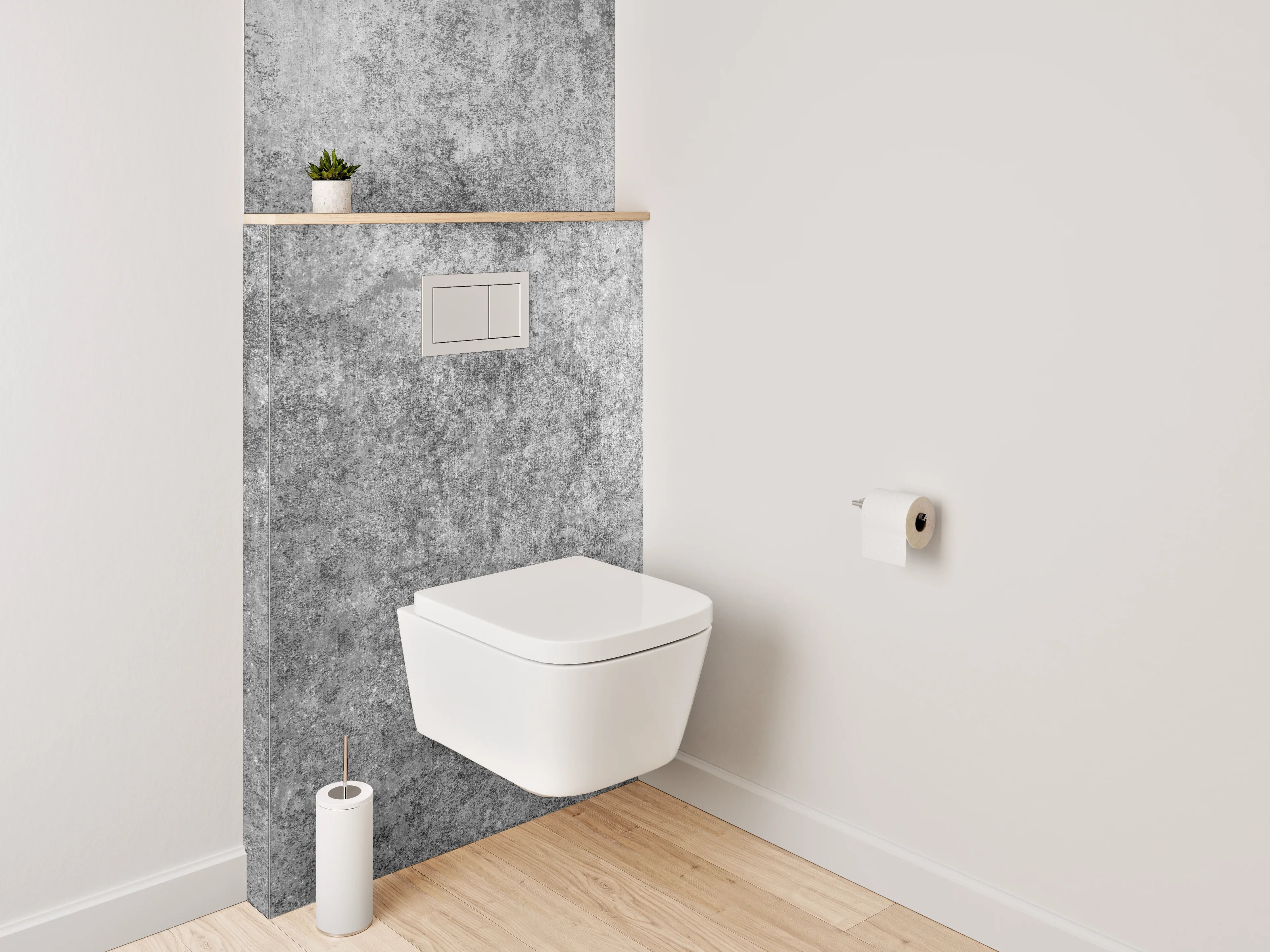 WC-Rückwand - Betonoptik Grau Weiß Wandbild